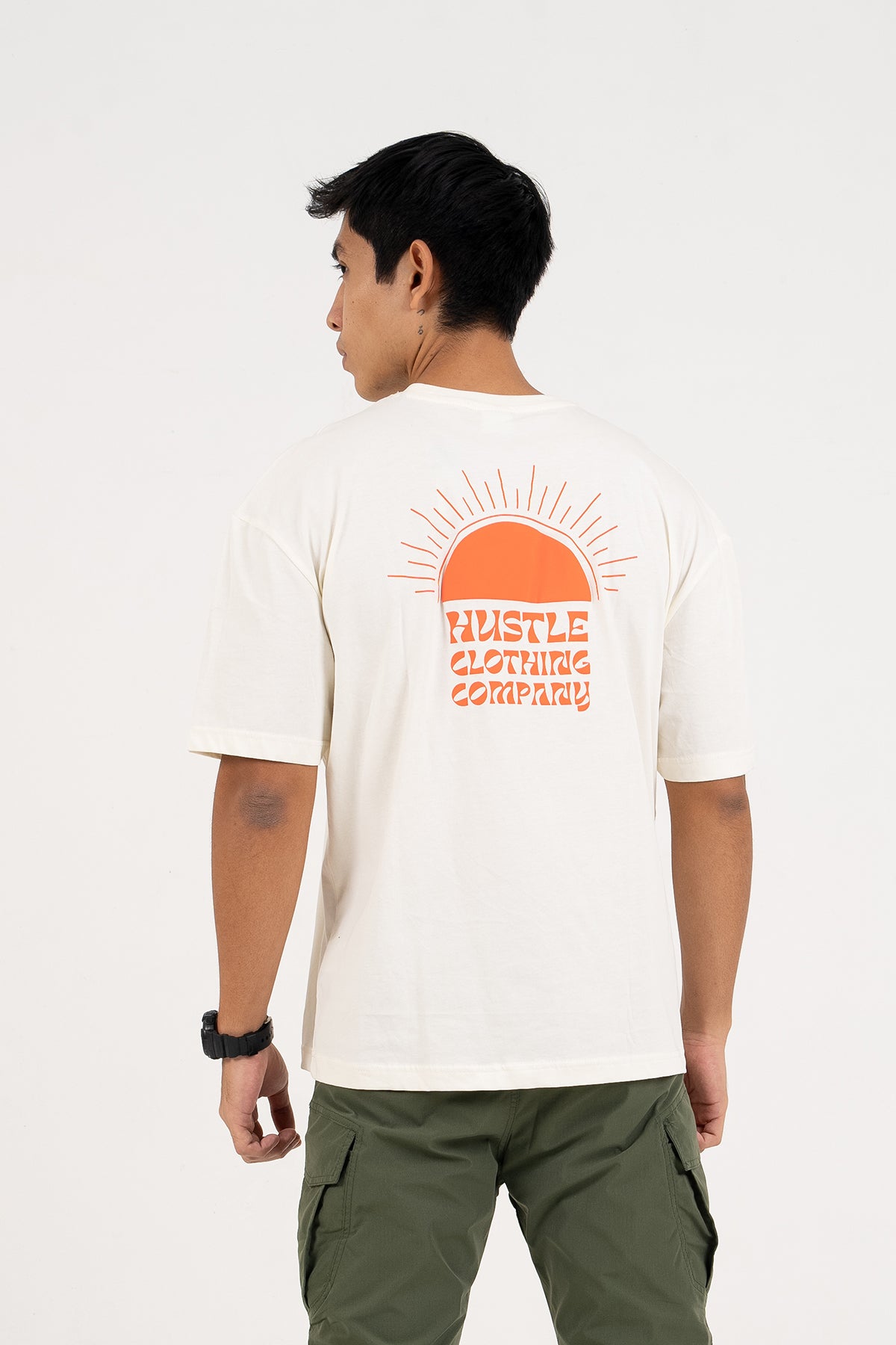 Hustle Backprint Relax Fit Casual T-Shirt