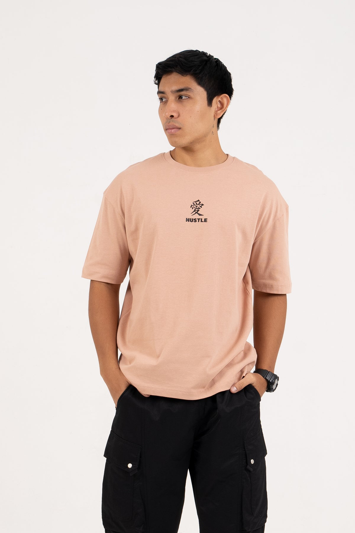 Hustle Backprint Relax Fit Casual T-Shirt