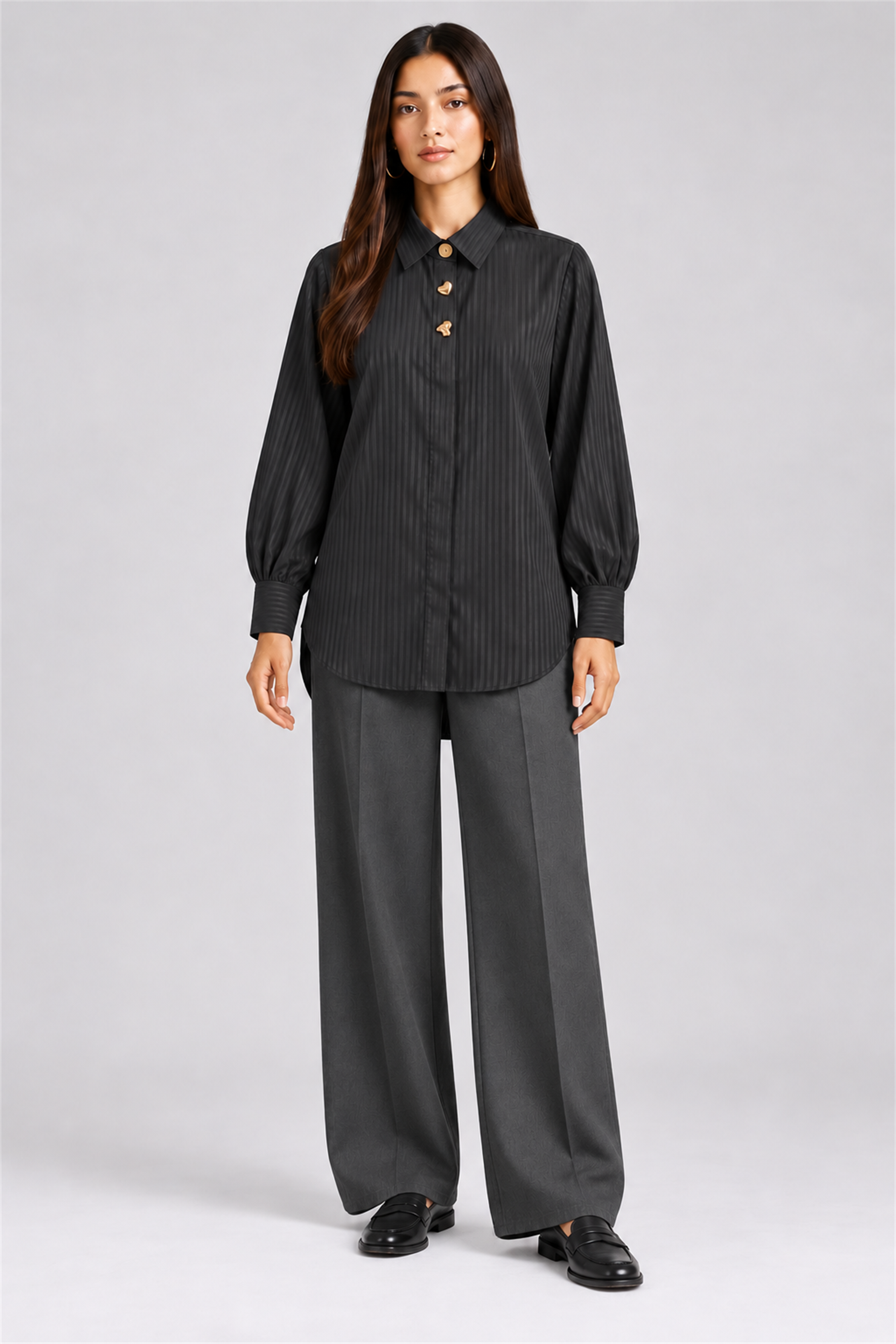 HADA Women's Casual Kurta Top - Black
