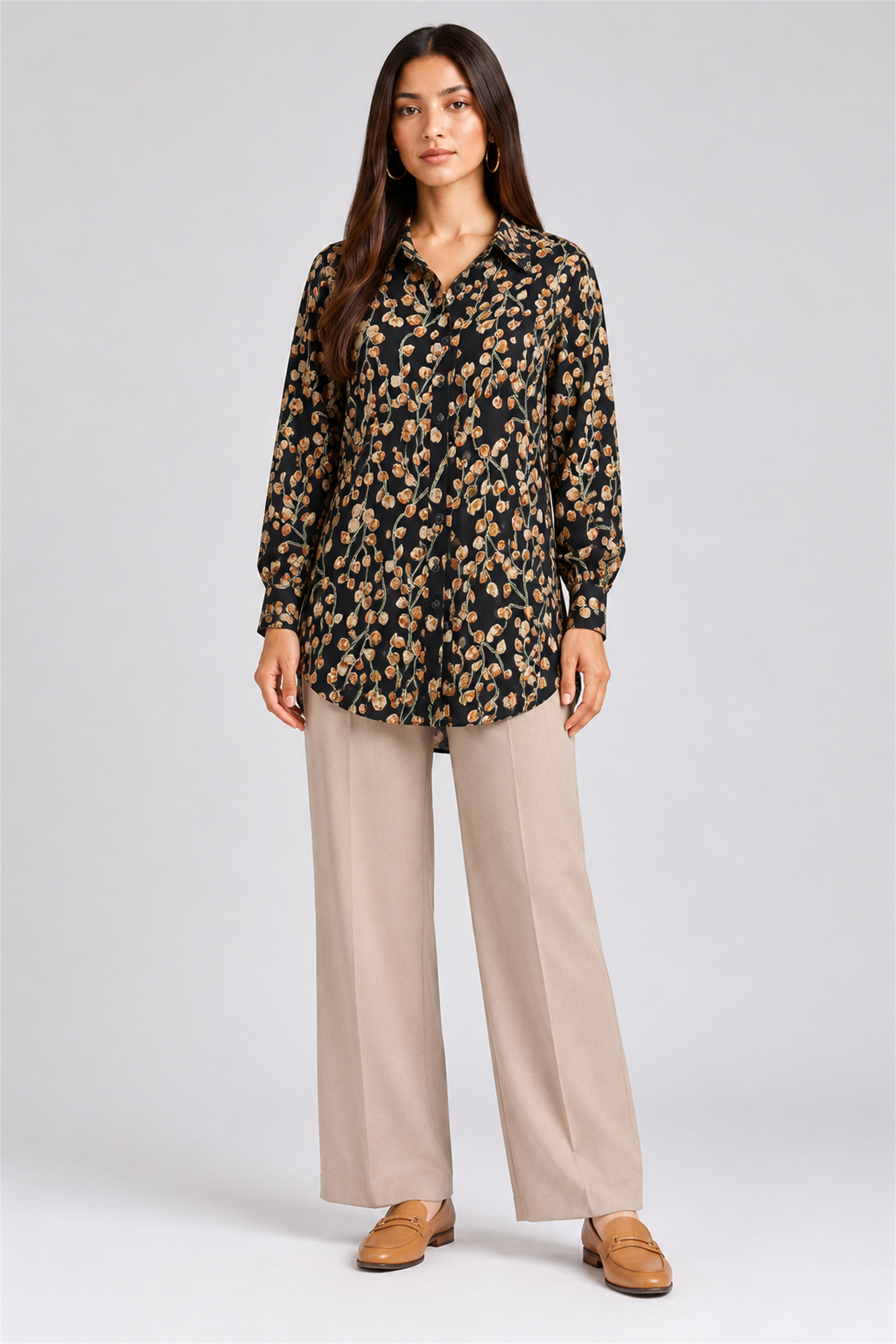 HADA Women's Casual Kurta Top - Black