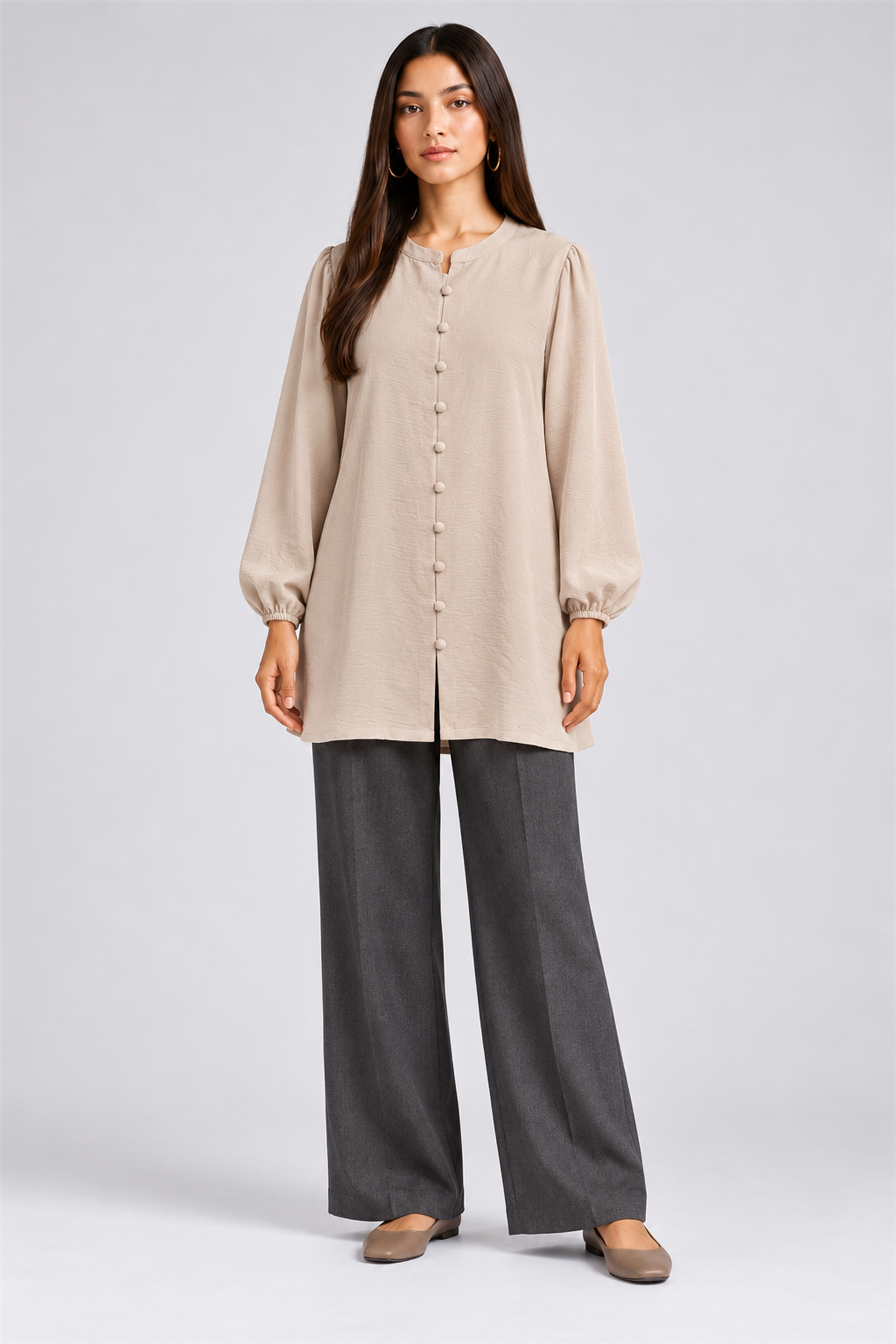 HADA Women's Casual Kurta Top - Beige