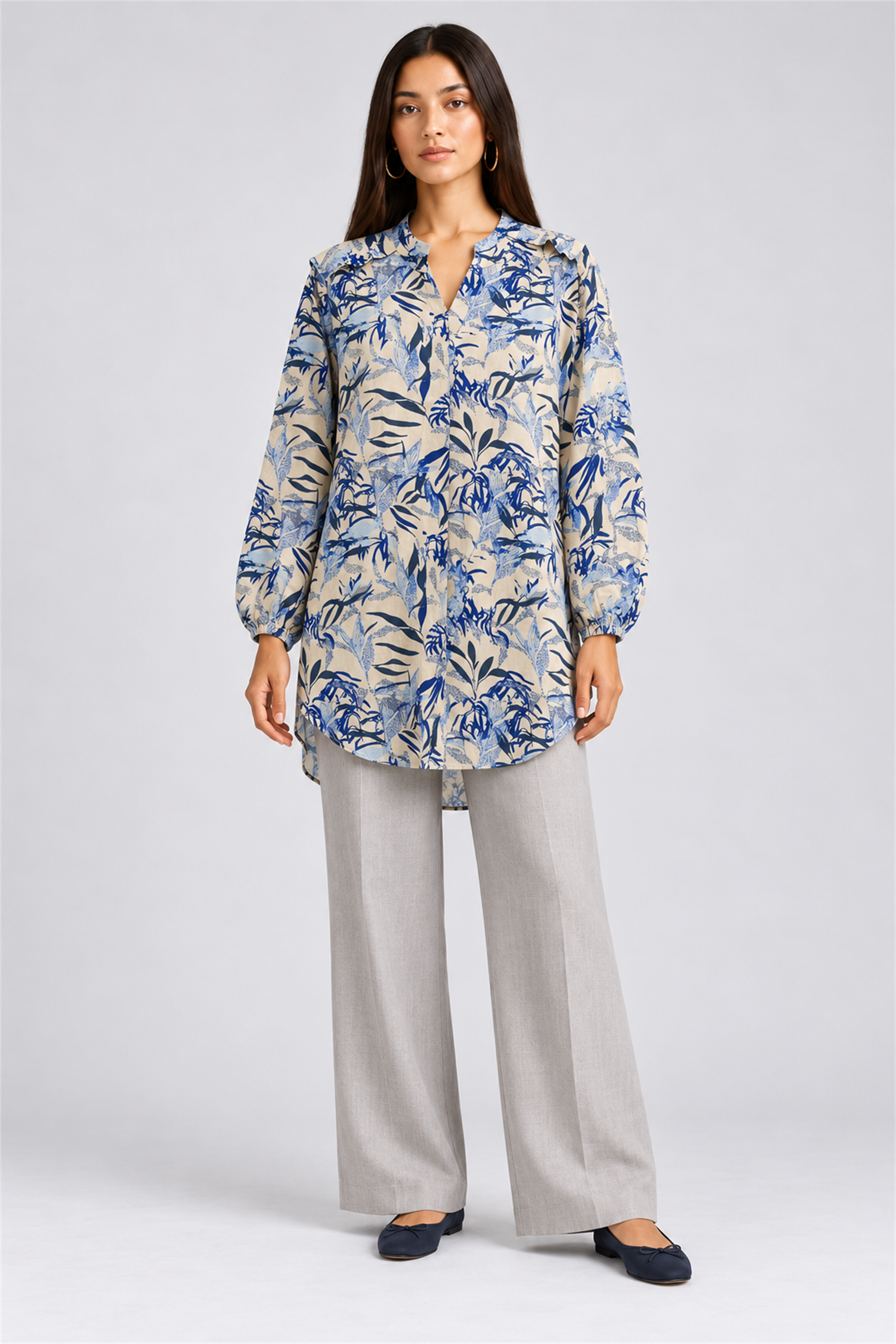 HADA Women's Casual Kurta Top - Blue