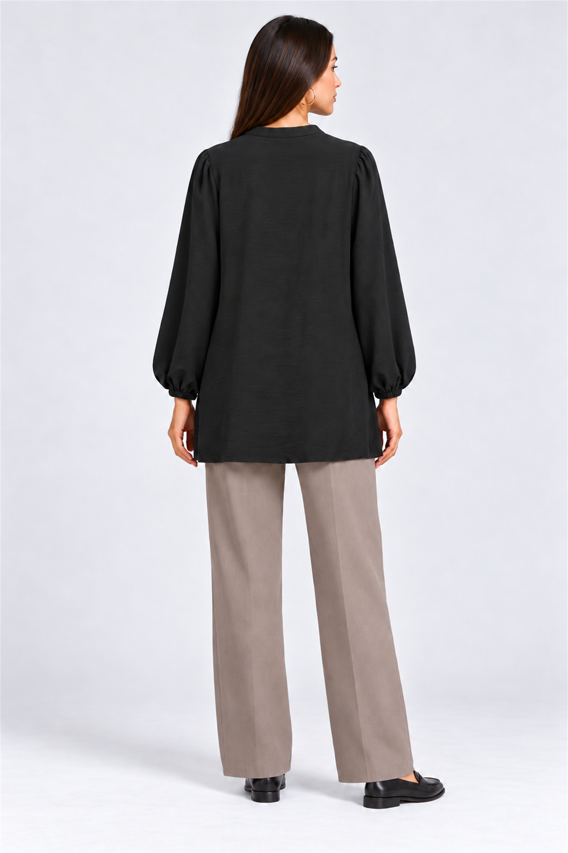 HADA Women's Casual Kurta Top - Black
