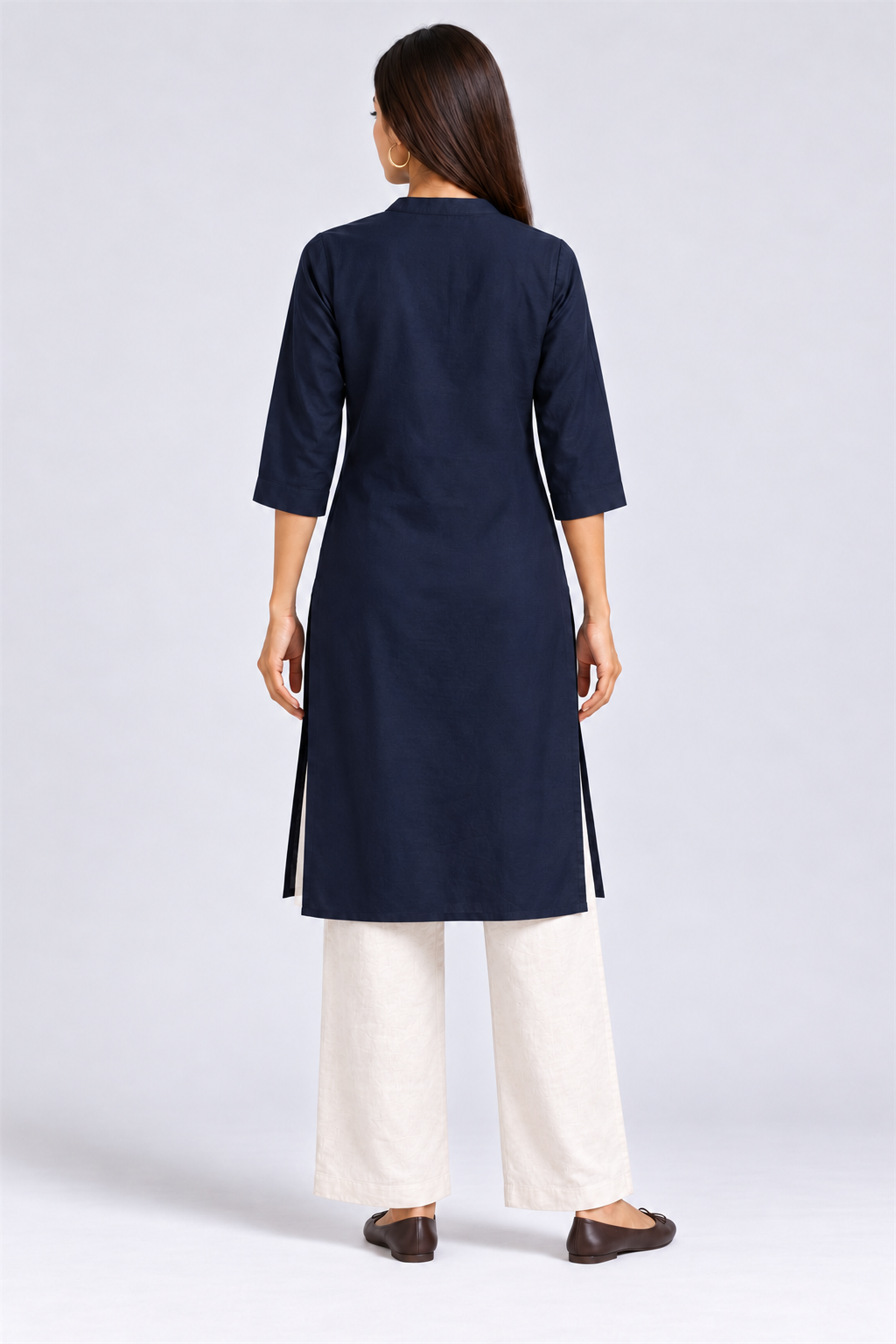 HADA Women's Casual Kurta - Navy