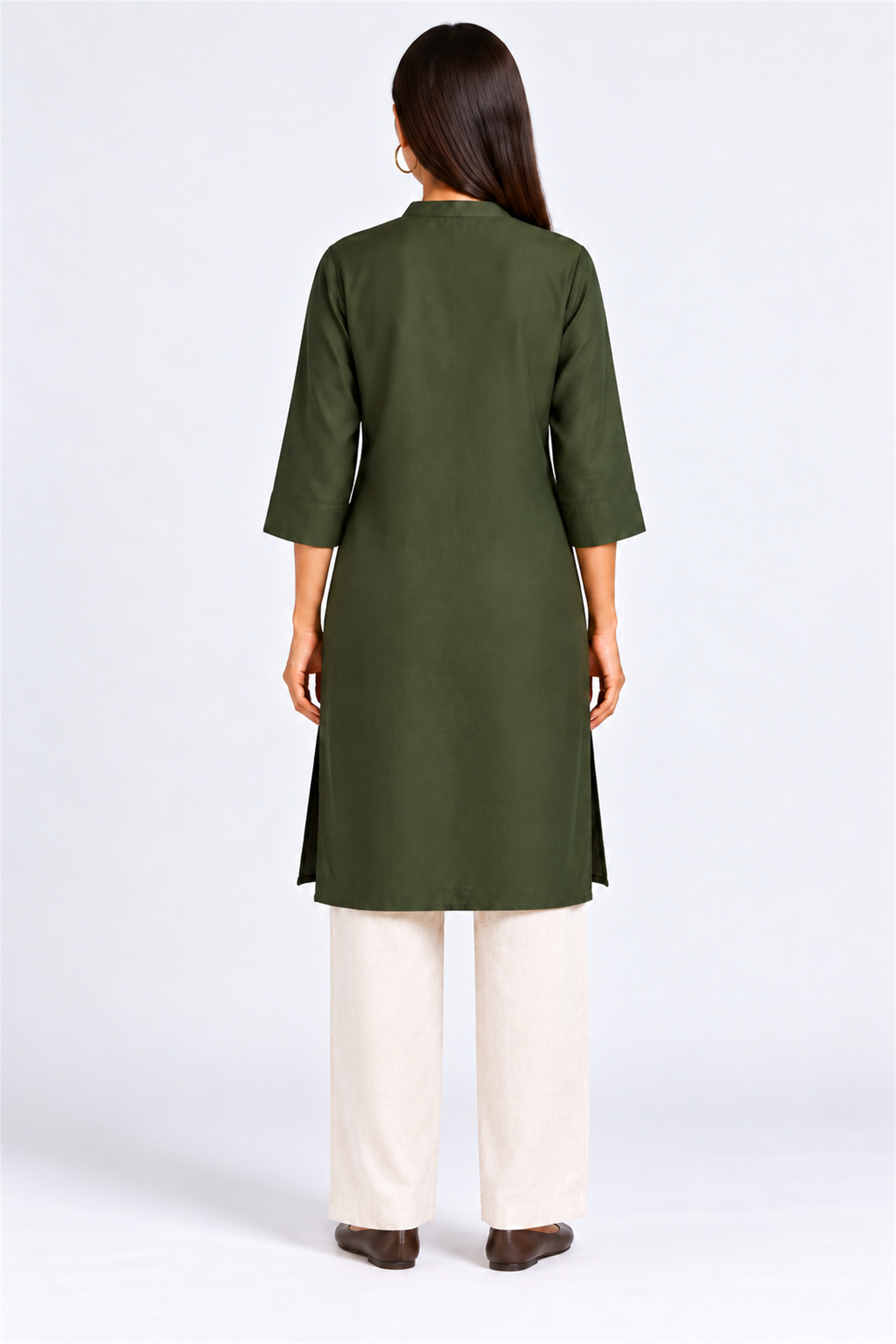 HADA Women's Casual Kurta - Olive
