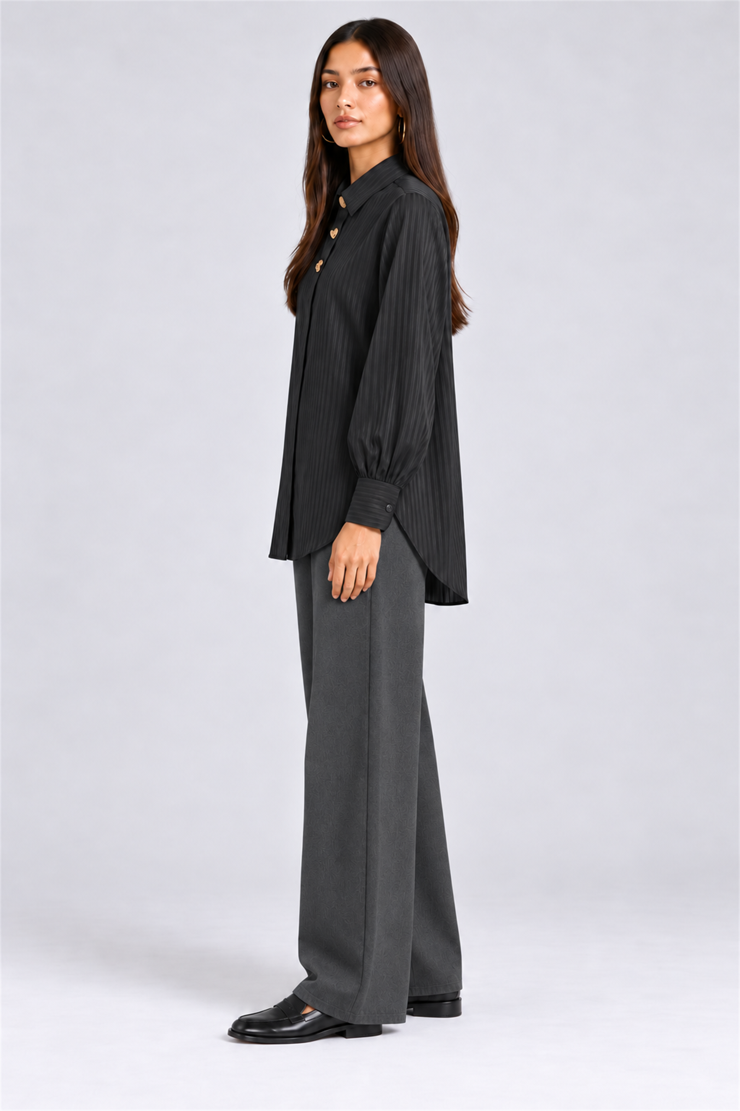 HADA Women's Casual Kurta Top - Black