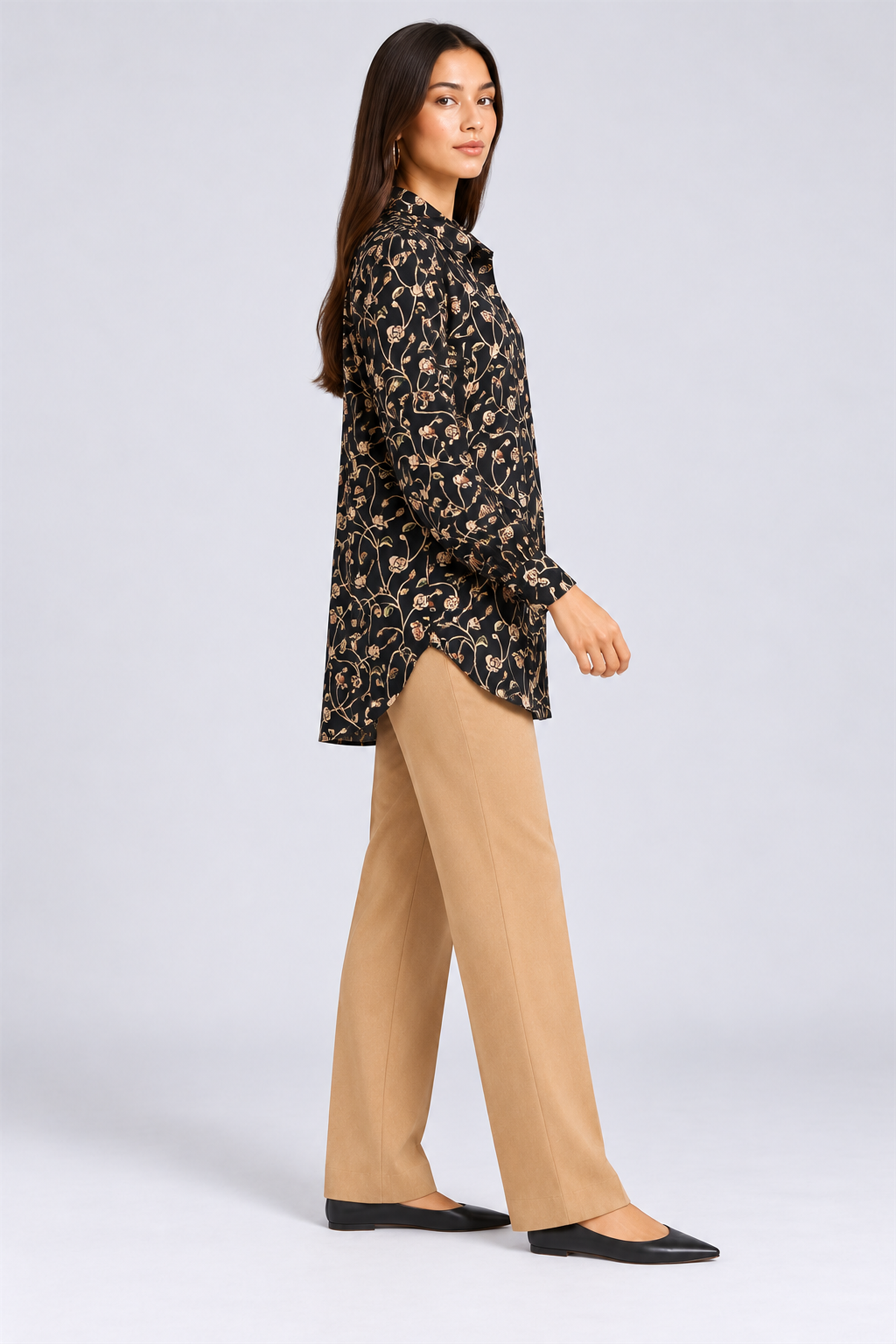 HADA Women's Casual Kurta Top - Black