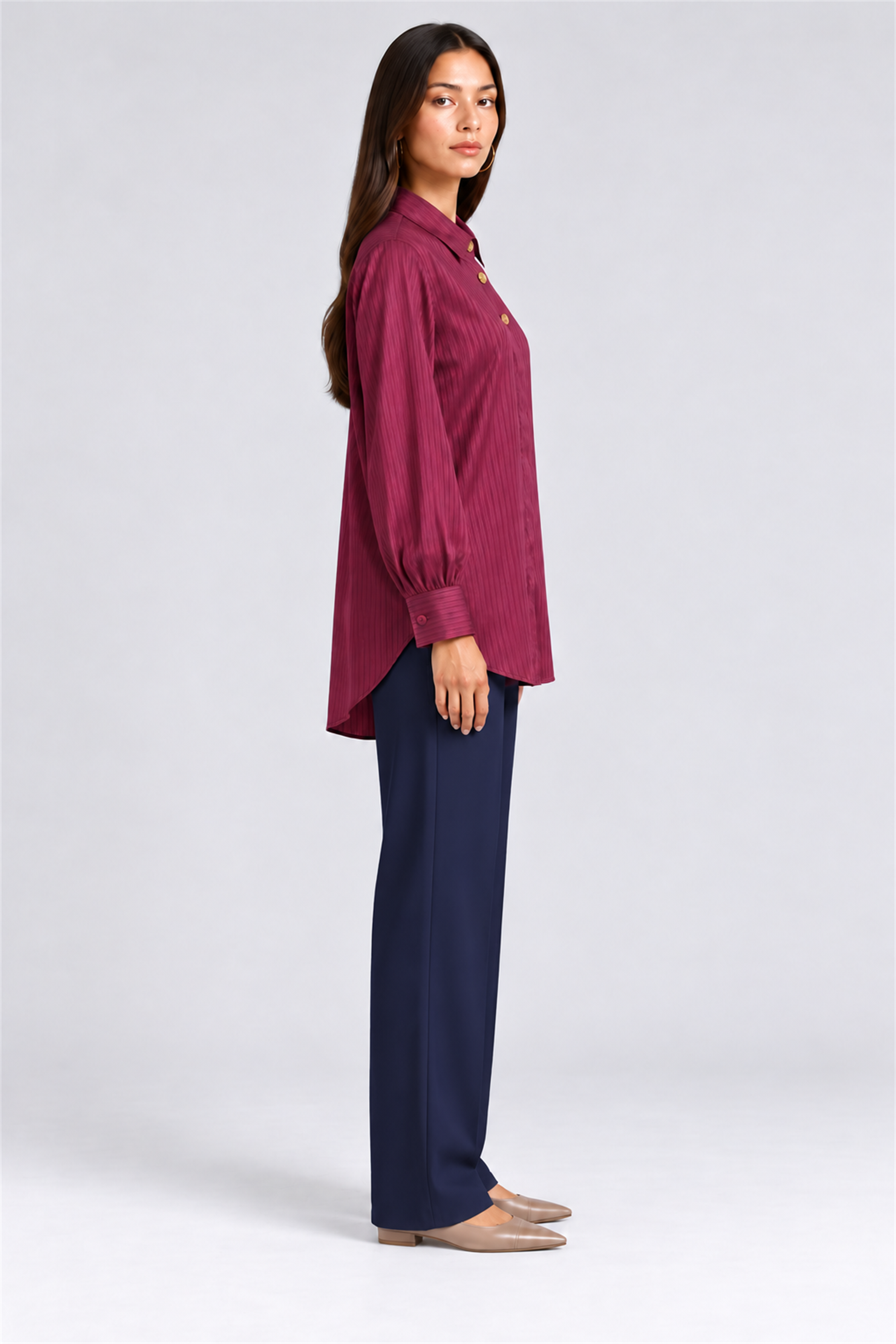 HADA Women's Casual Kurta Top - Maroon