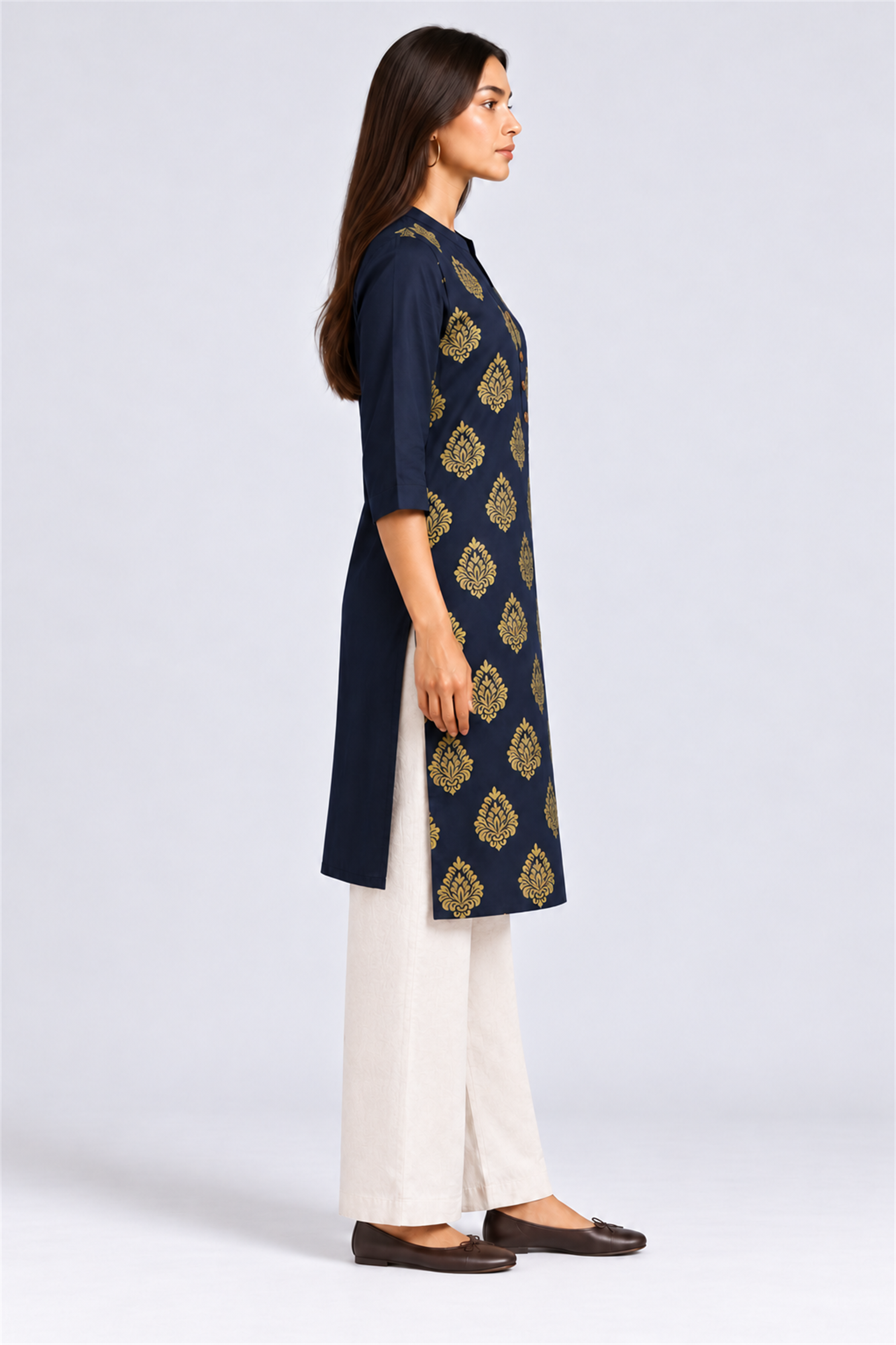 HADA Women's Casual Kurta - Navy