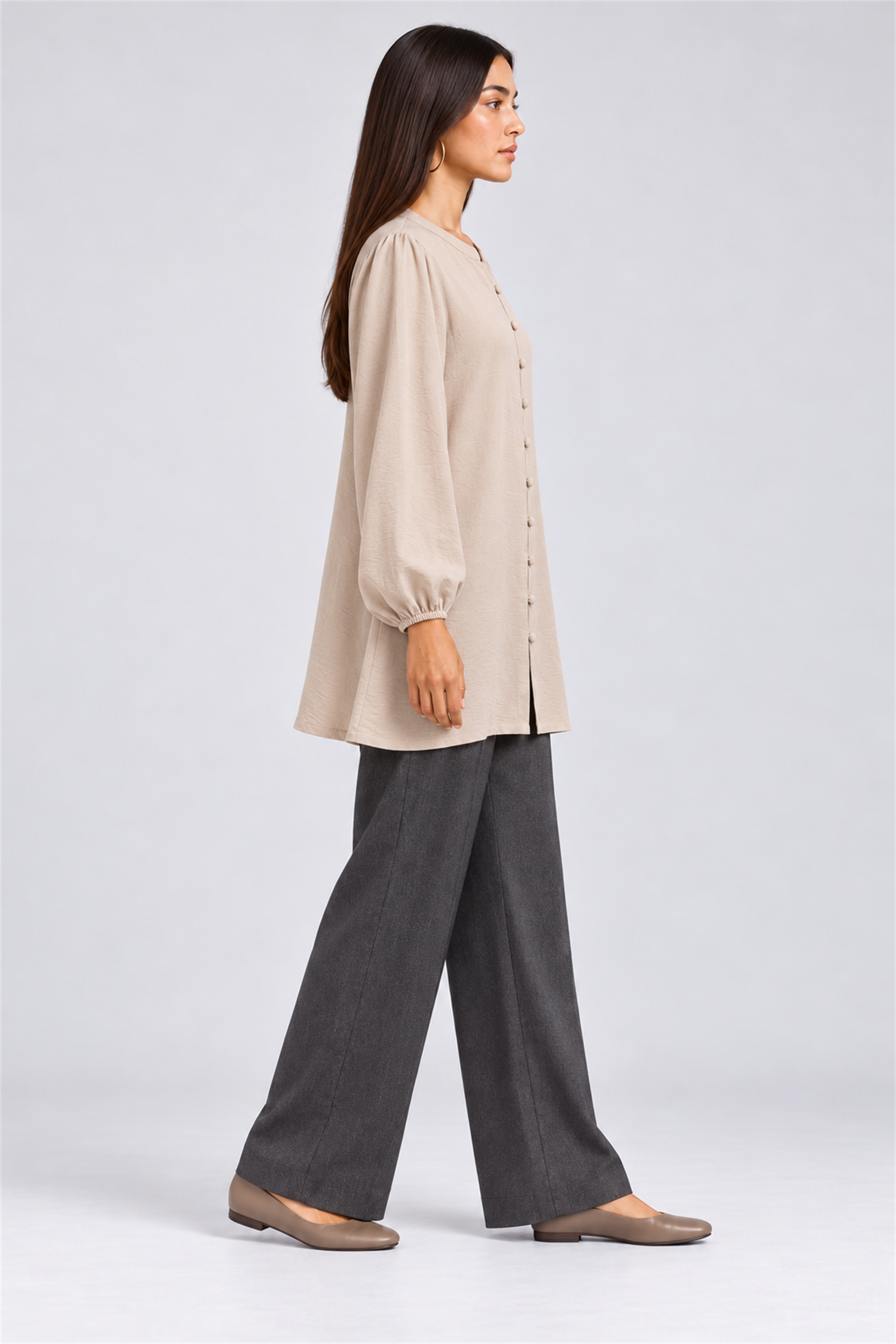 HADA Women's Casual Kurta Top - Beige