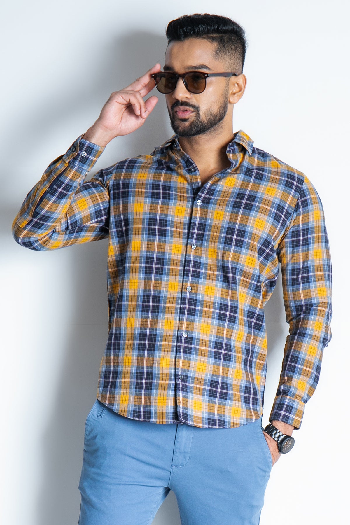 King Street Mens Check Long Sleeve Casual Shirt