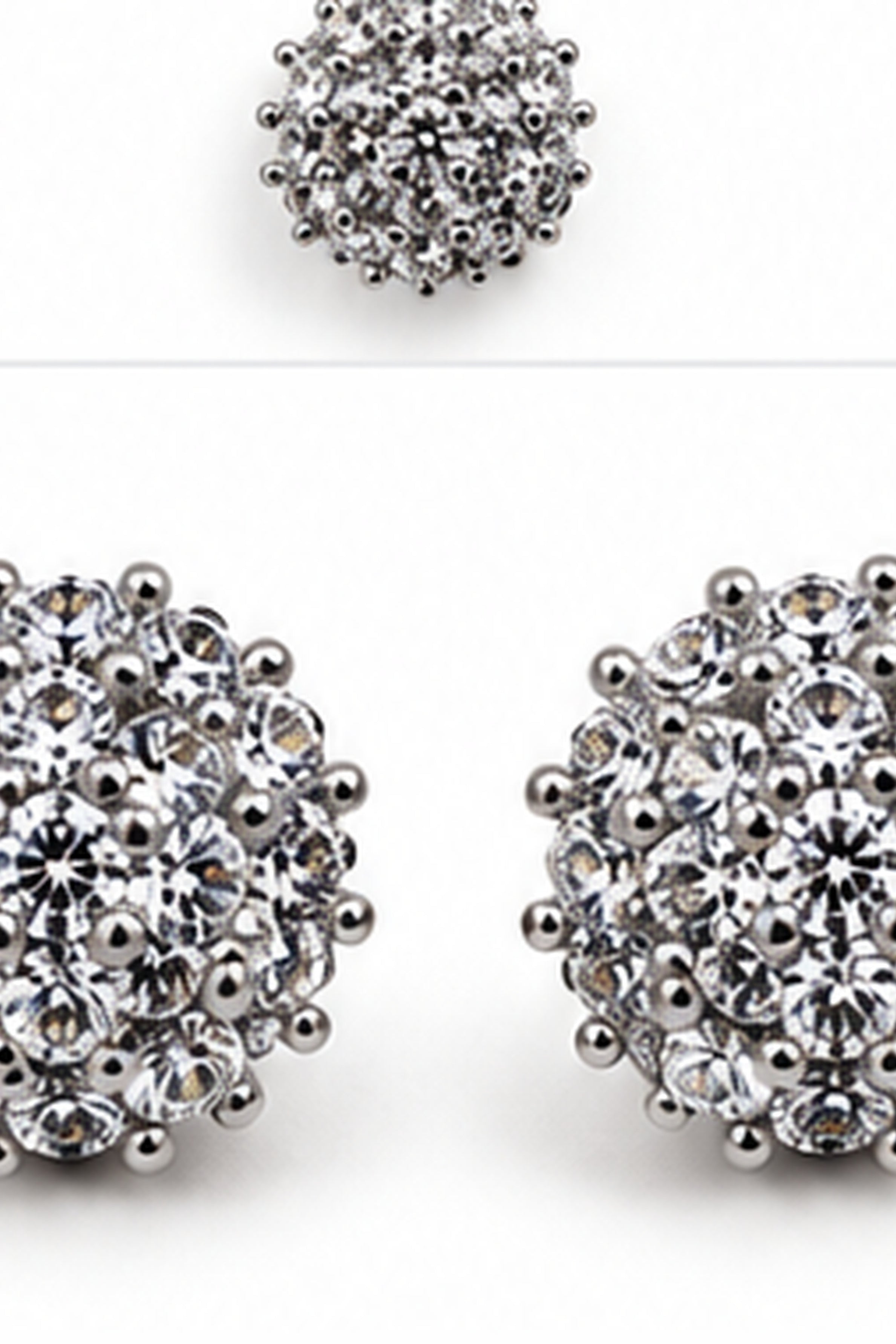 Women's Crystal Cluster Stud Earrings &amp; Pendant Necklace Set – Silver