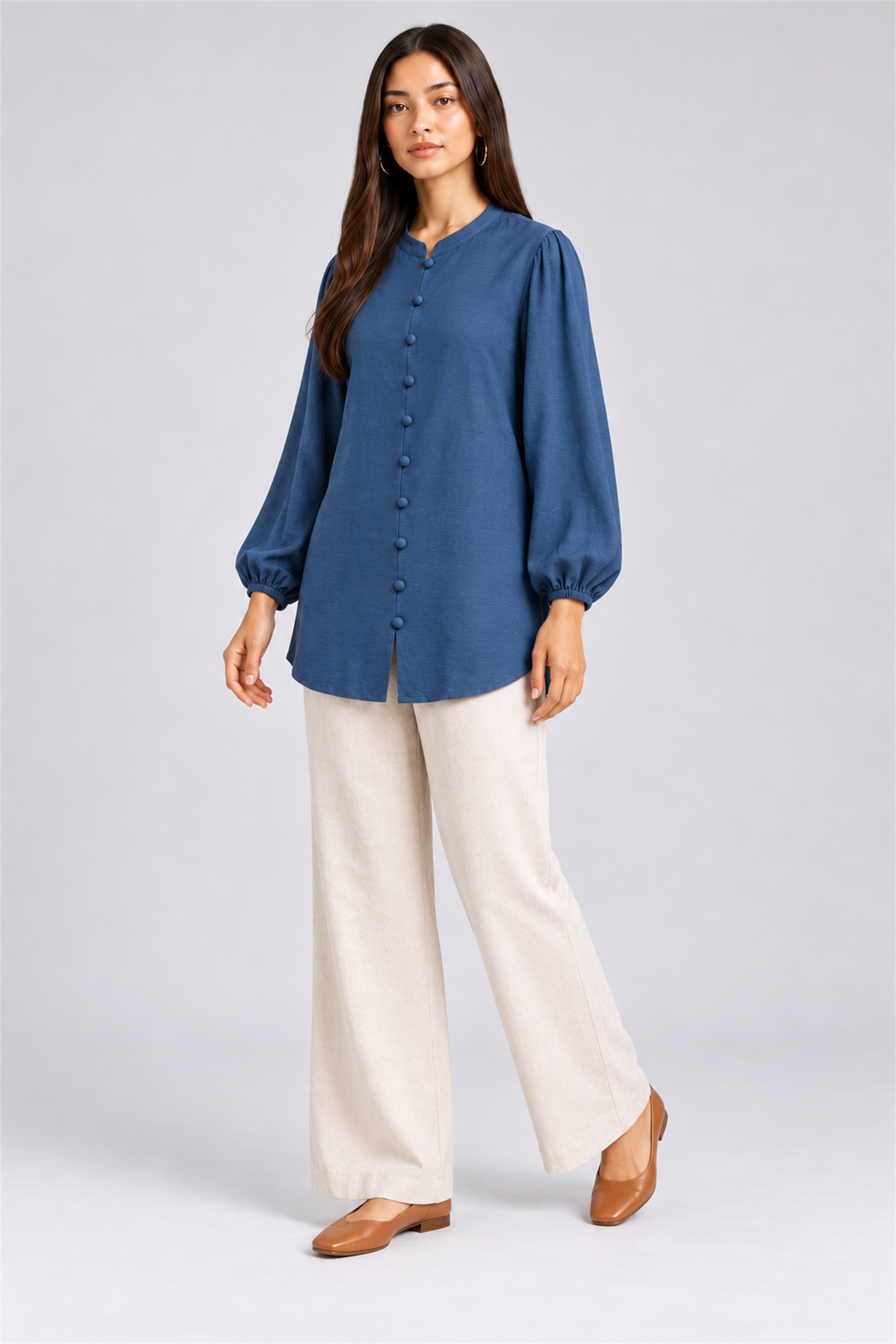 HADA Women's Casual Kurta Top - Blue