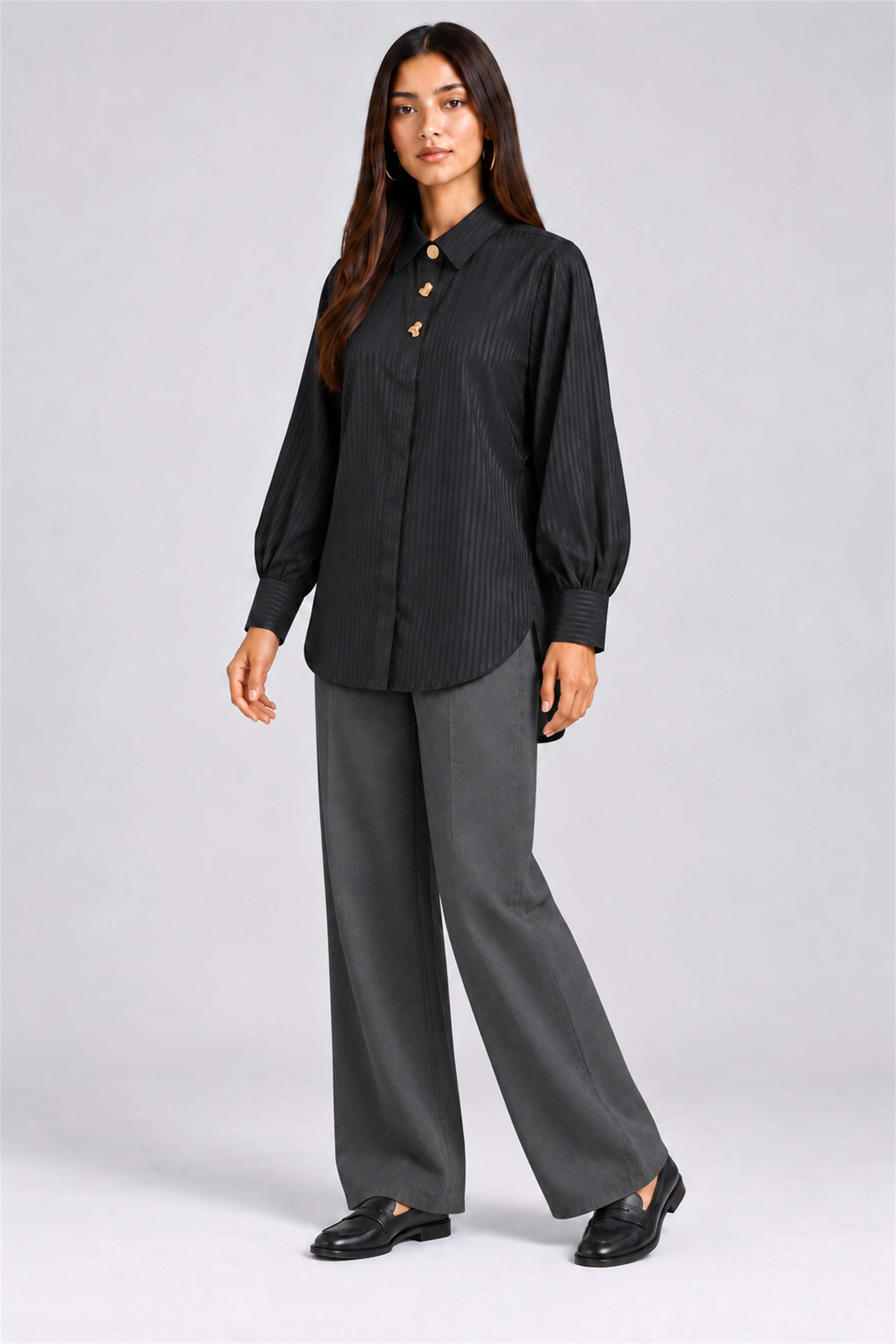 HADA Women's Casual Kurta Top - Black