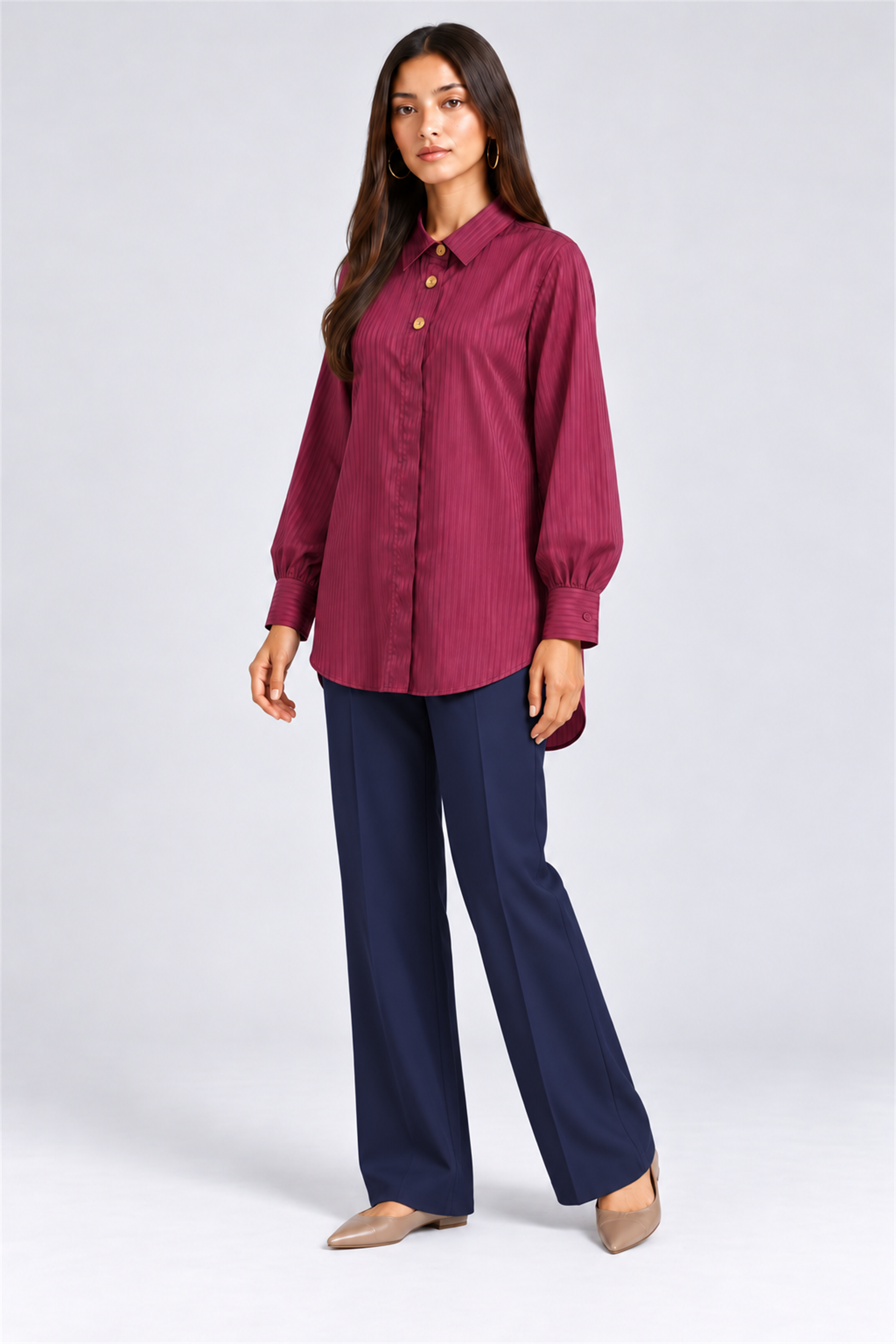 HADA Women's Casual Kurta Top - Maroon