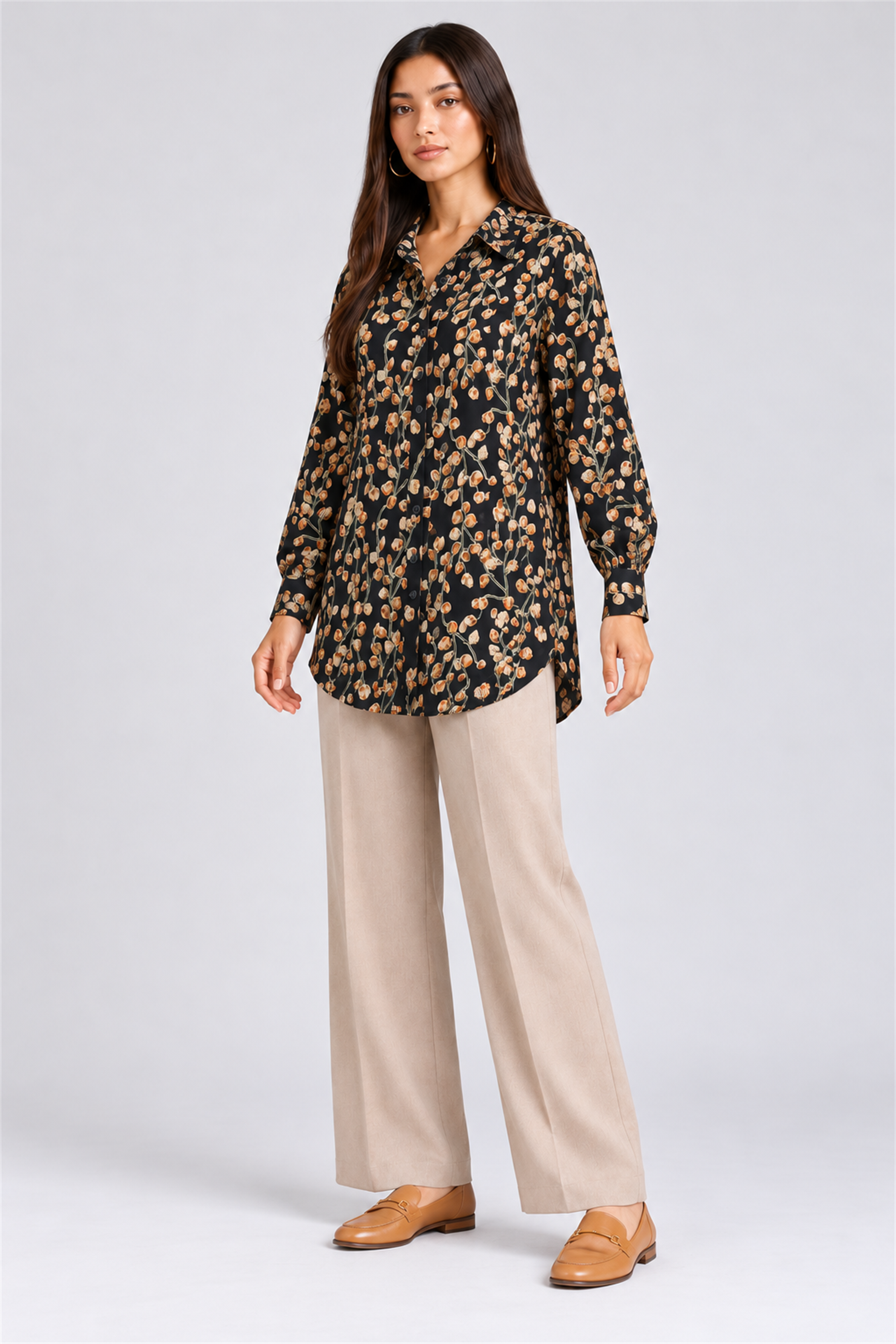 HADA Women's Casual Kurta Top - Black