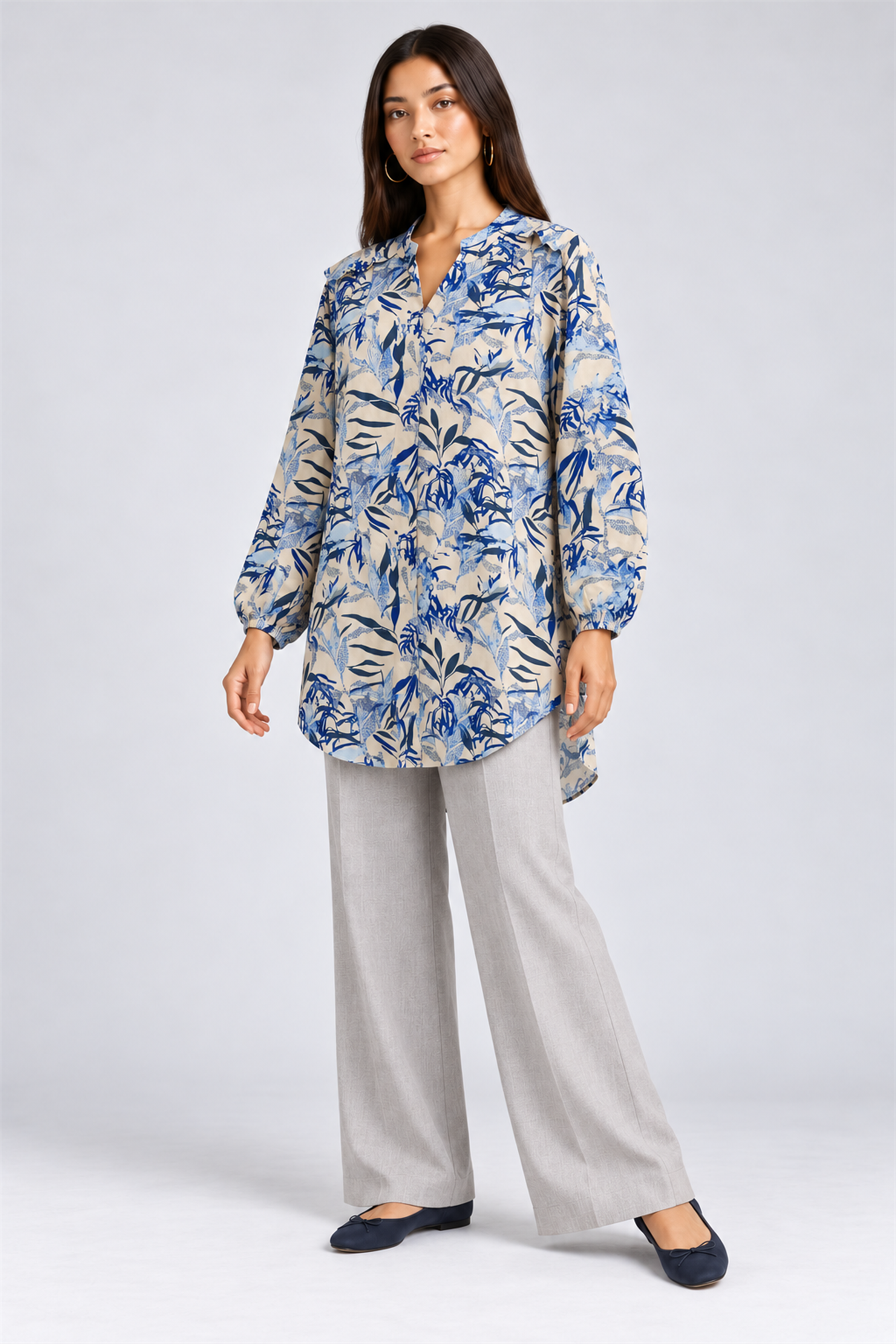 HADA Women's Casual Kurta Top - Blue