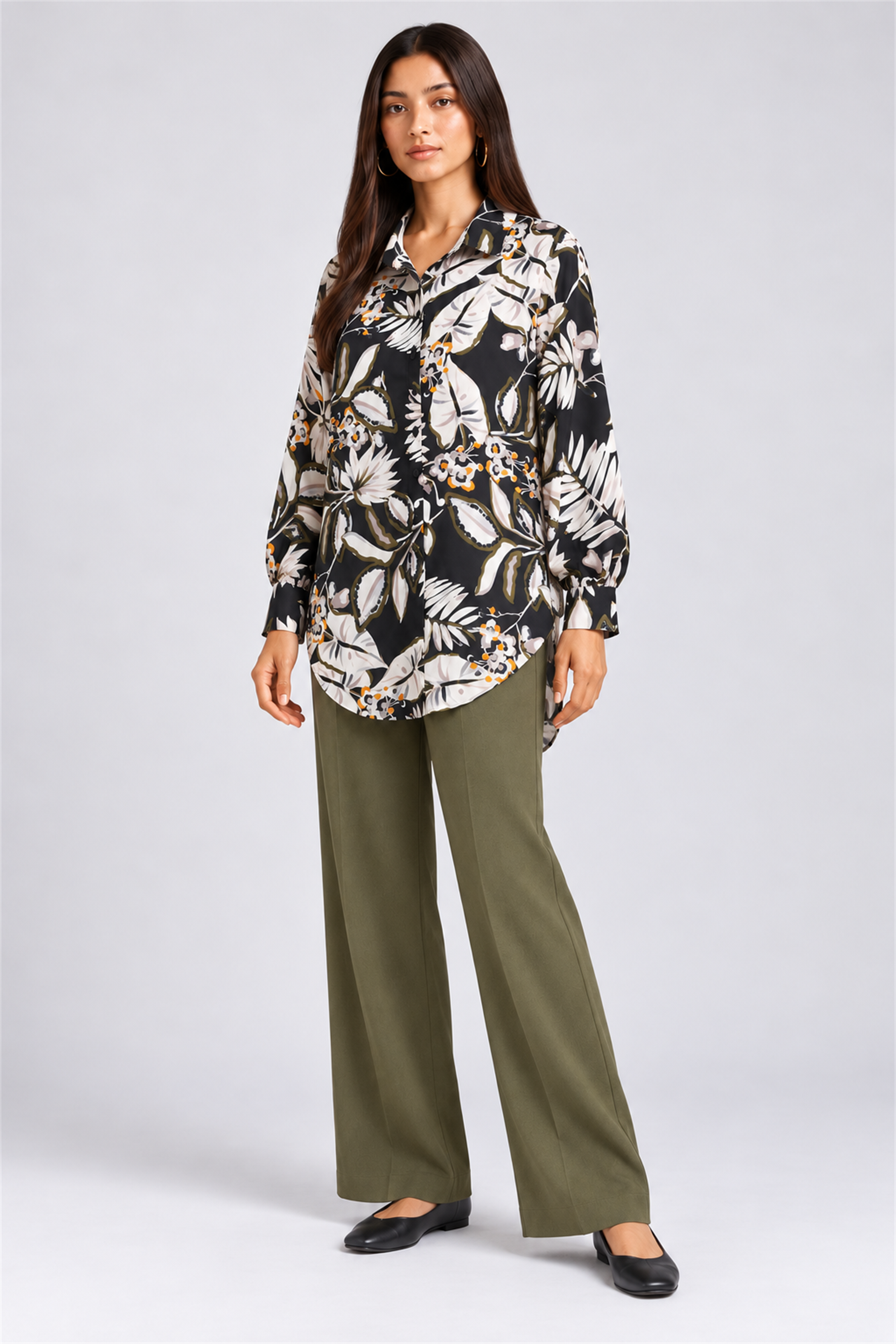 HADA Women's Casual Kurta Top - Black
