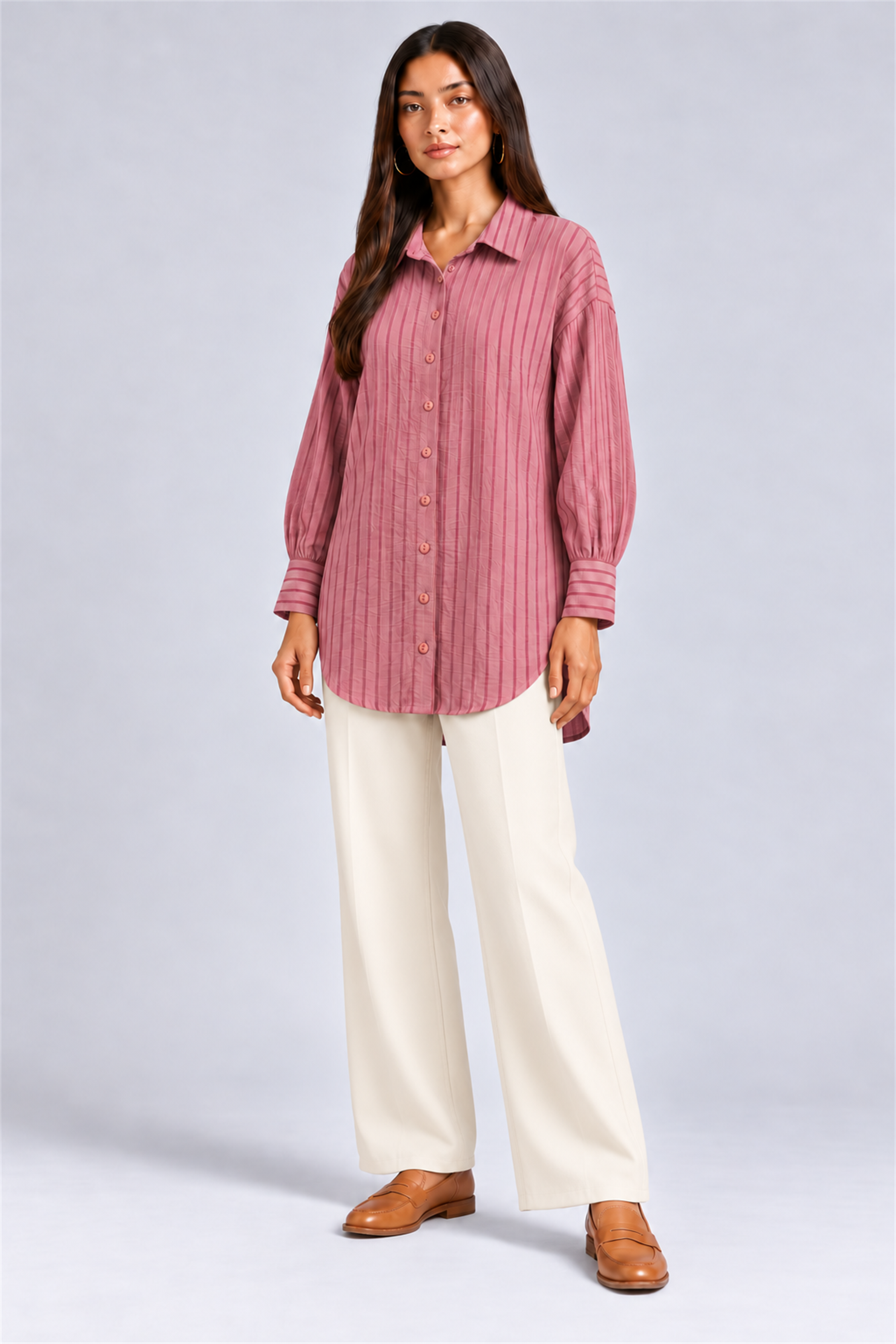 HADA Women's Casual Kurta Top - Rose