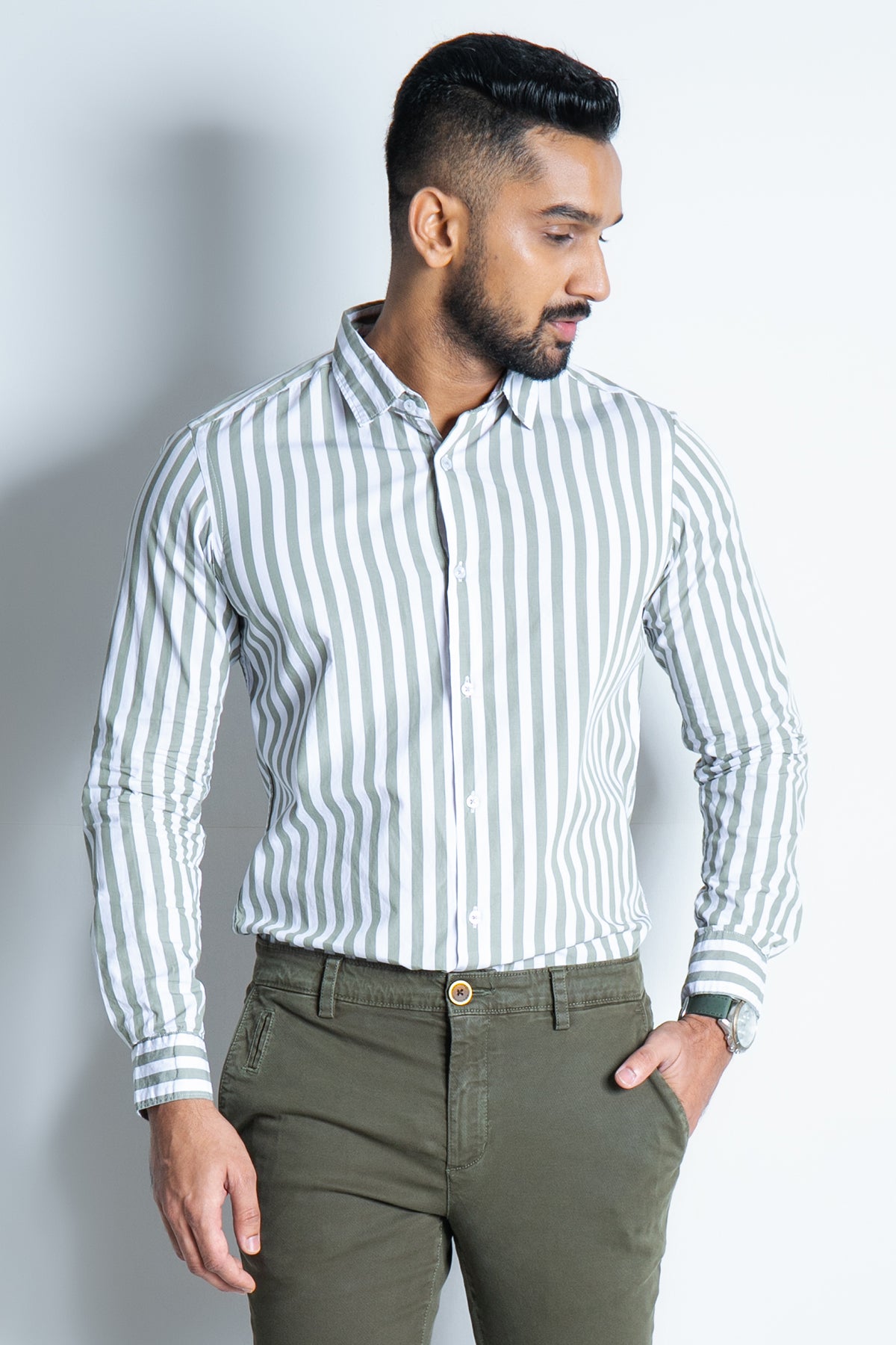 King Street Mens Stripe Long Sleeve Casual Shirt