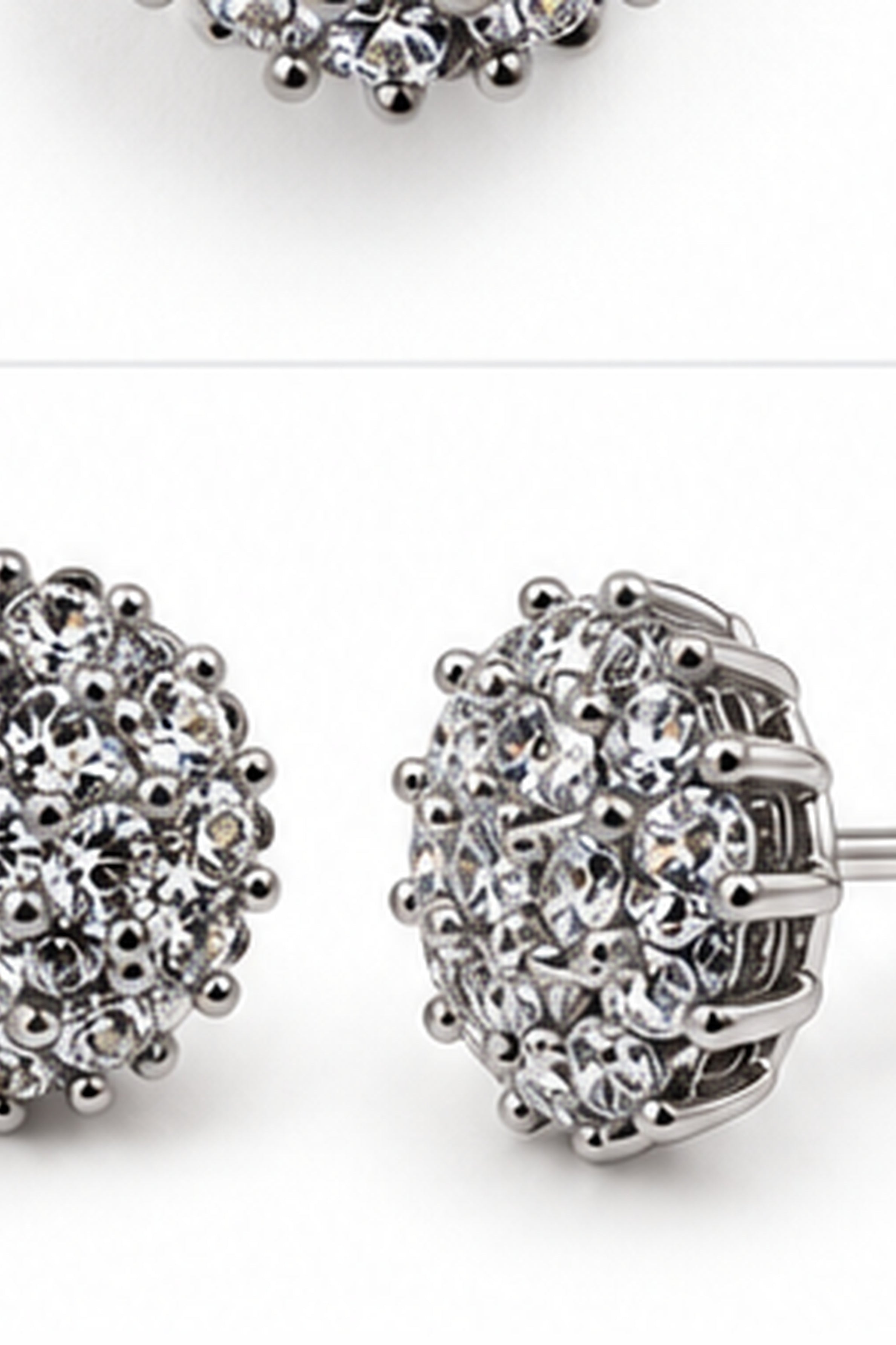Women's Crystal Cluster Stud Earrings &amp; Pendant Necklace Set – Silver