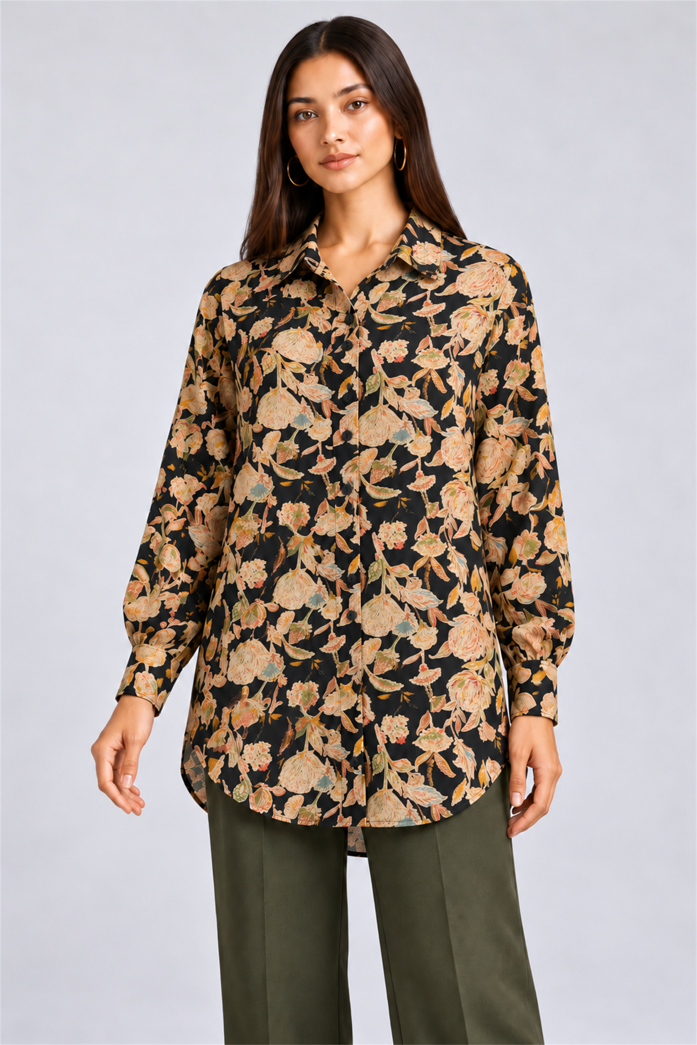 HADA Women's Casual Kurta Top - Black
