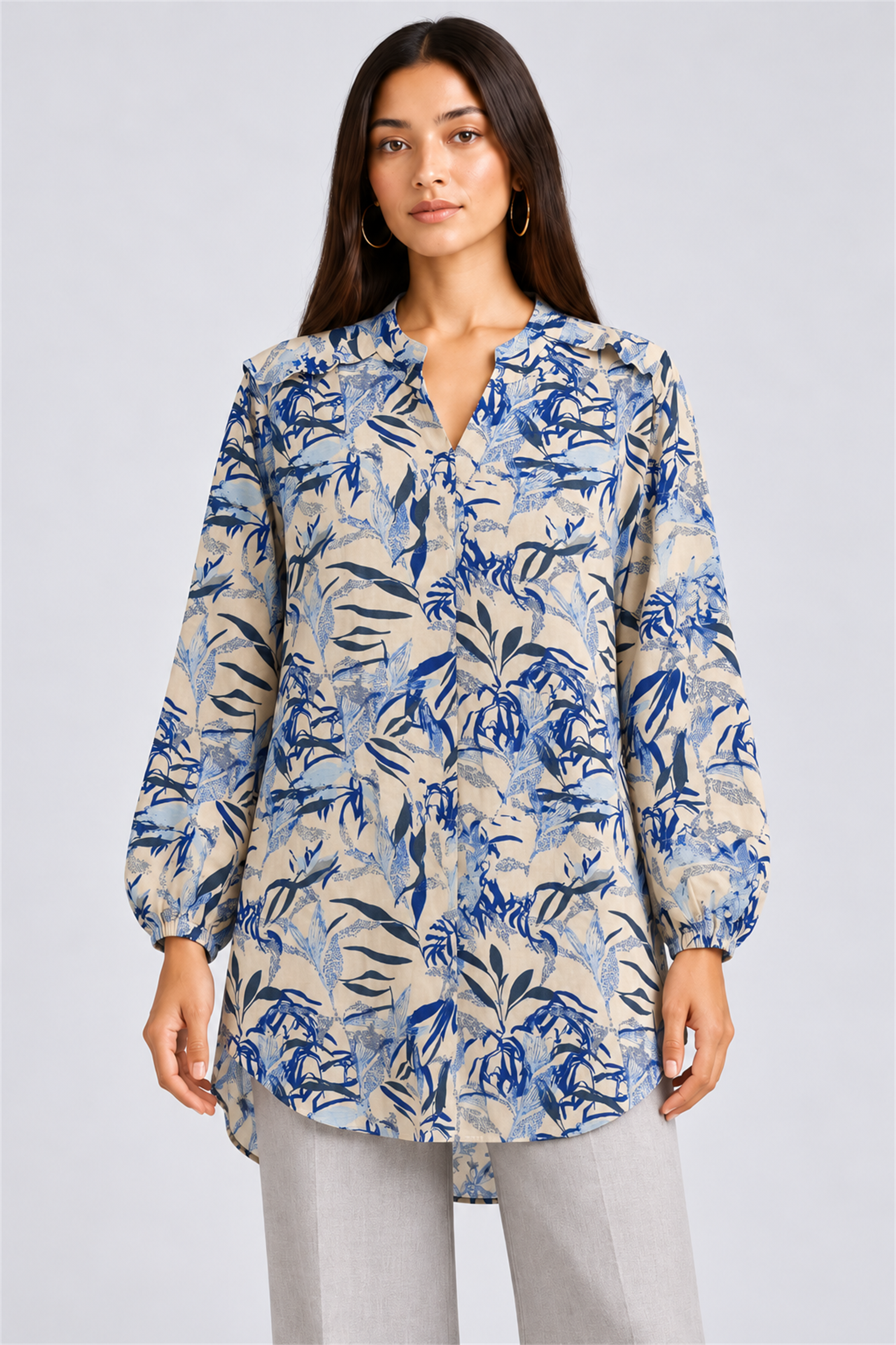 HADA Women's Casual Kurta Top - Blue