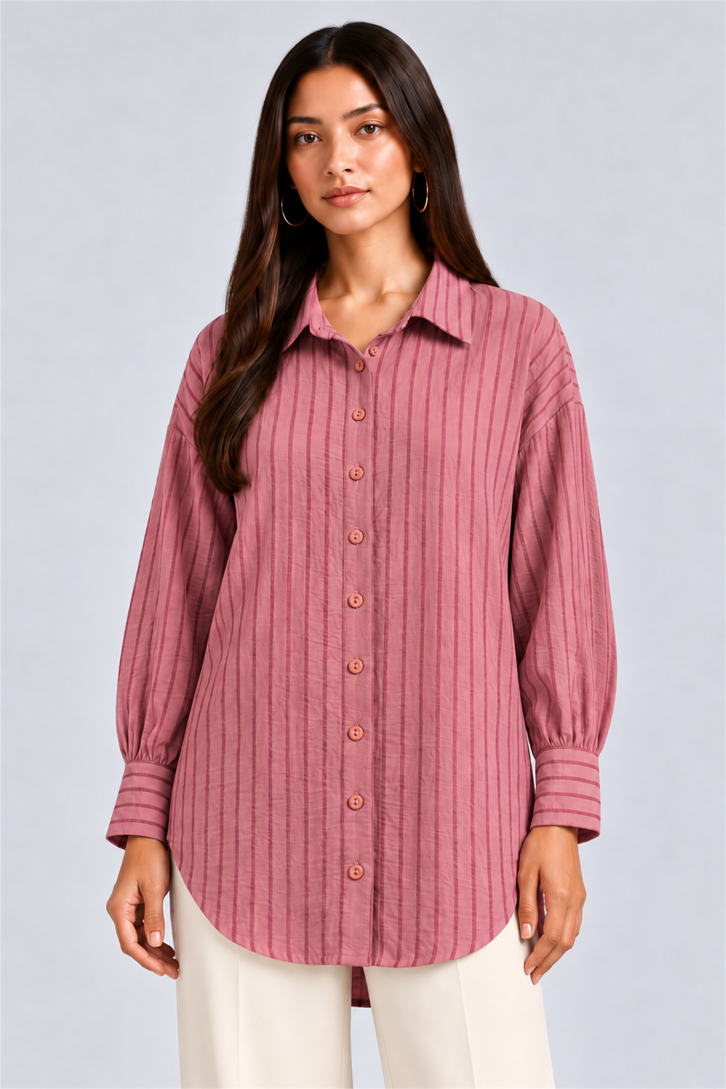 HADA Women's Casual Kurta Top - Rose