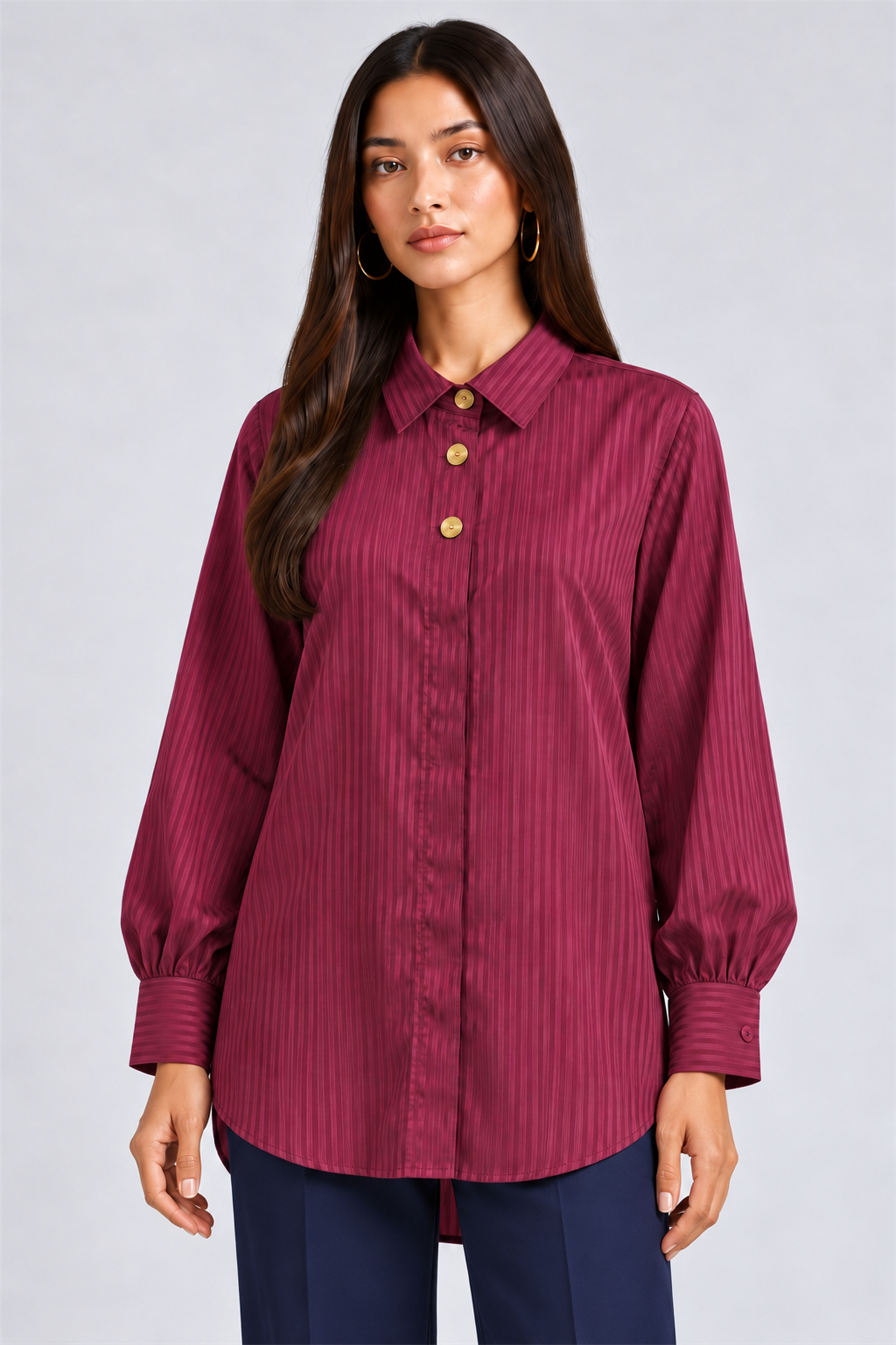 HADA Women's Casual Kurta Top - Maroon