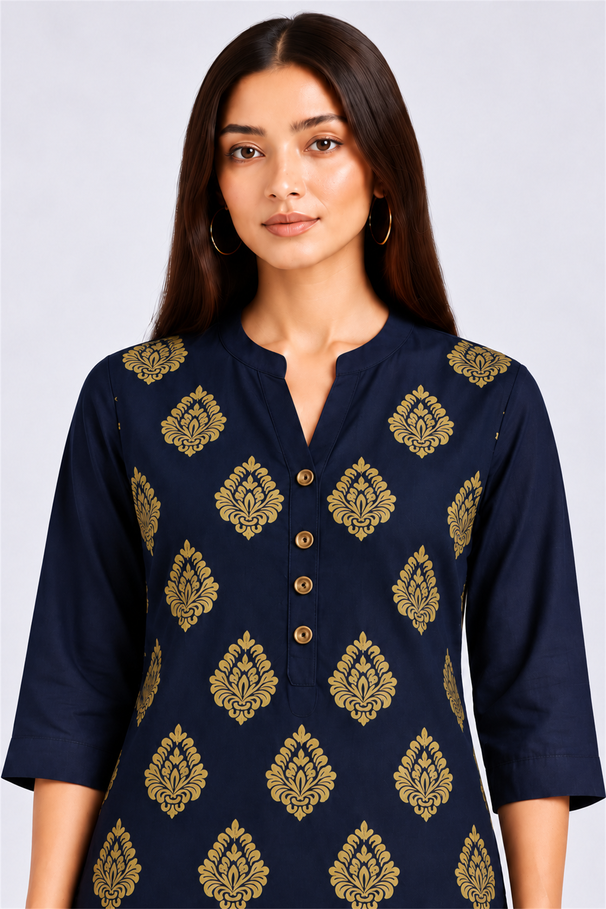 HADA Women's Casual Kurta - Navy