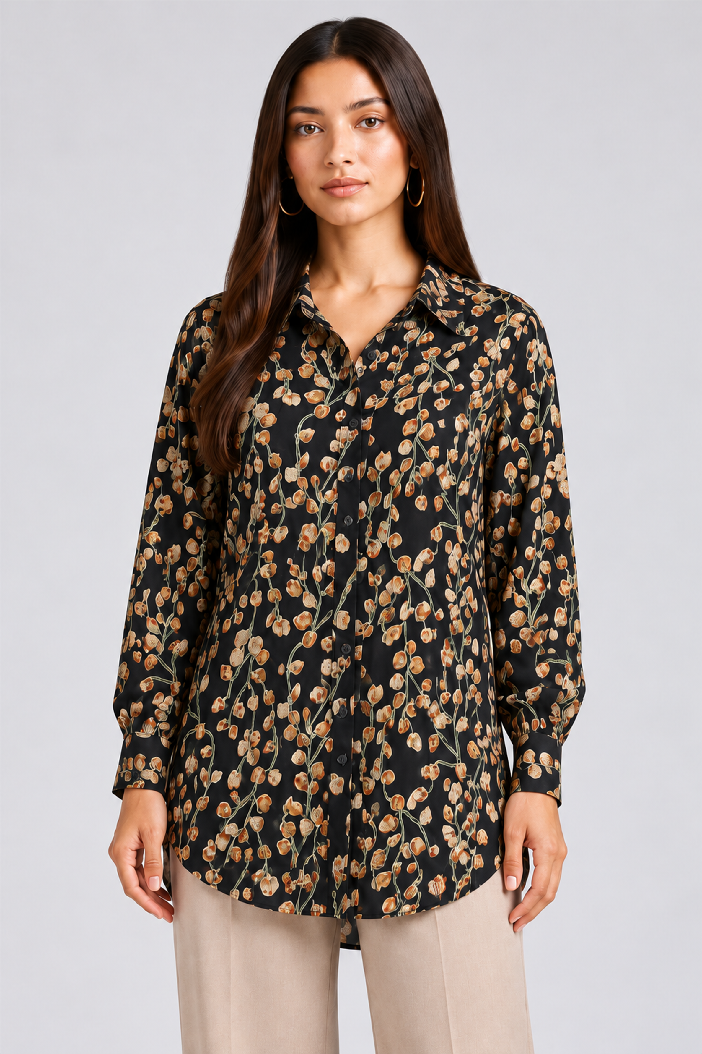 HADA Women's Casual Kurta Top - Black