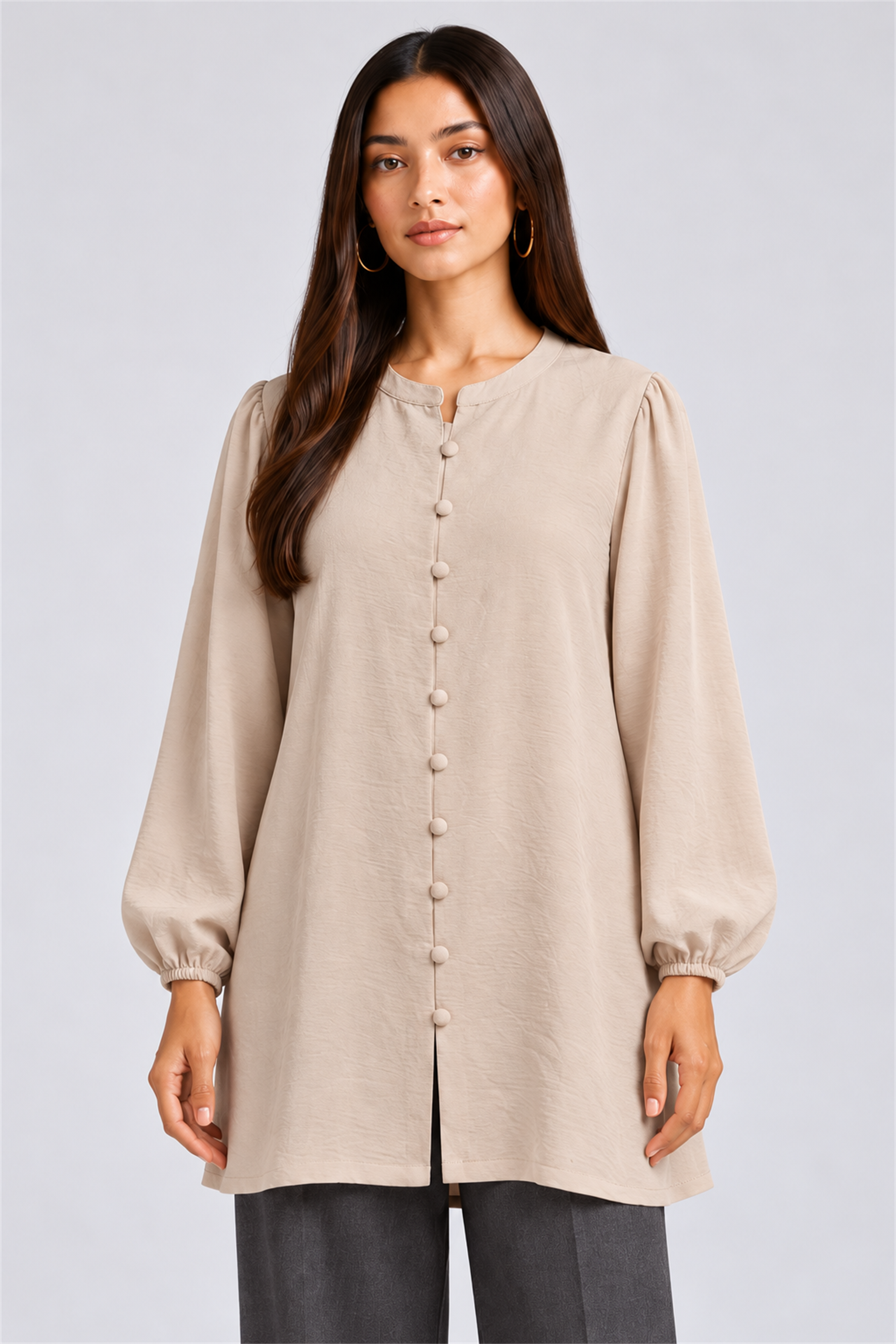 HADA Women's Casual Kurta Top - Beige