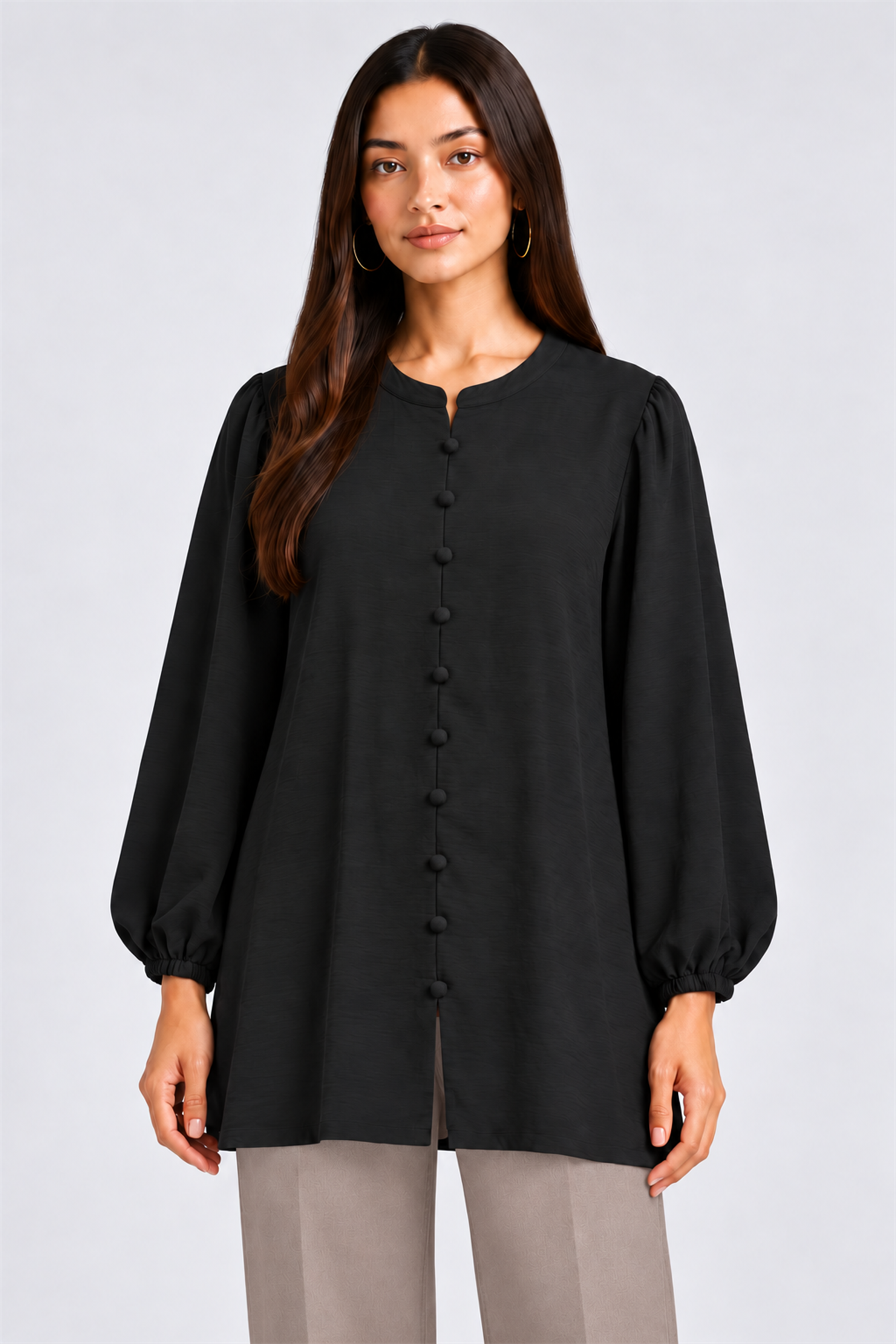 HADA Women's Casual Kurta Top - Black