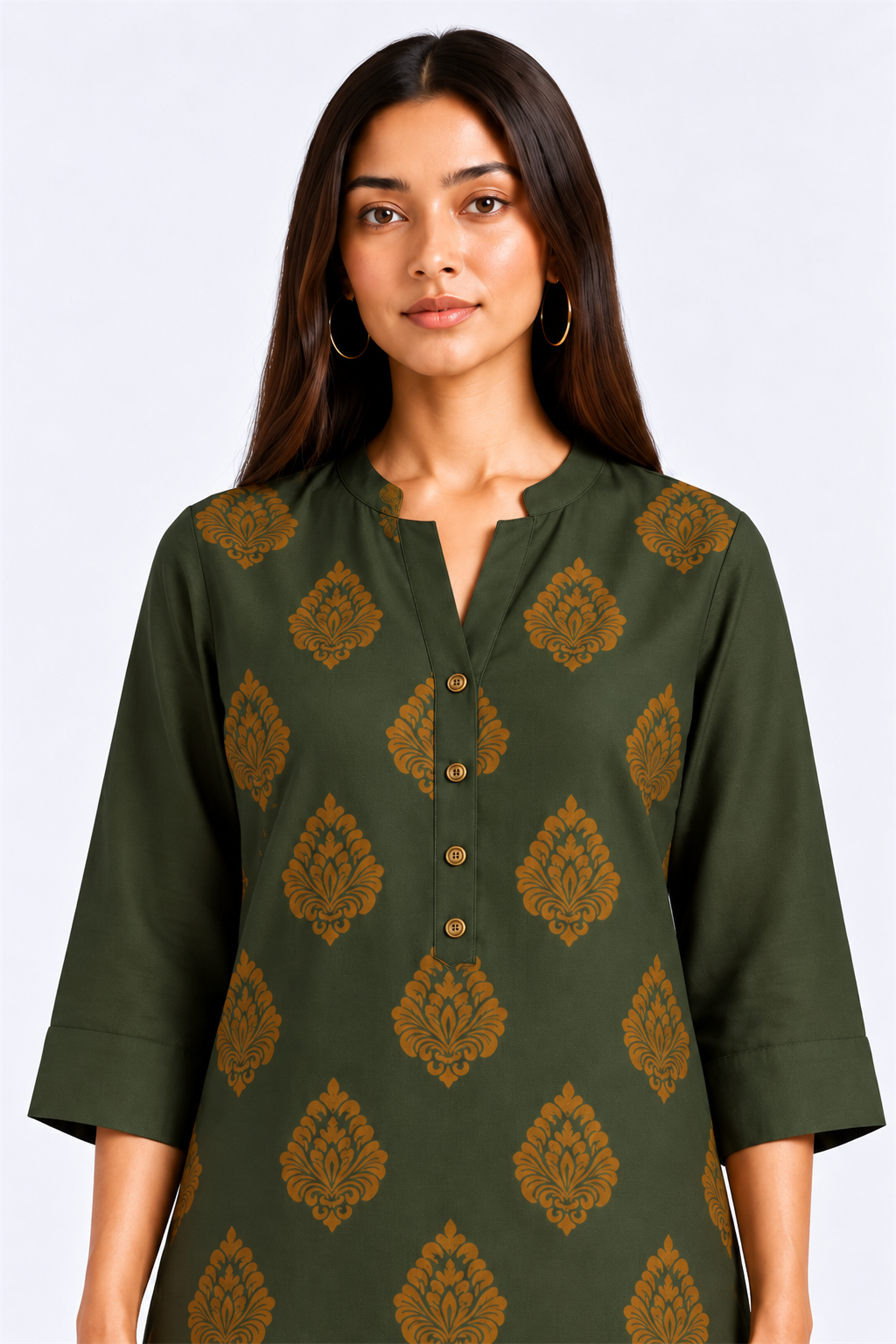 HADA Women's Casual Kurta - Olive