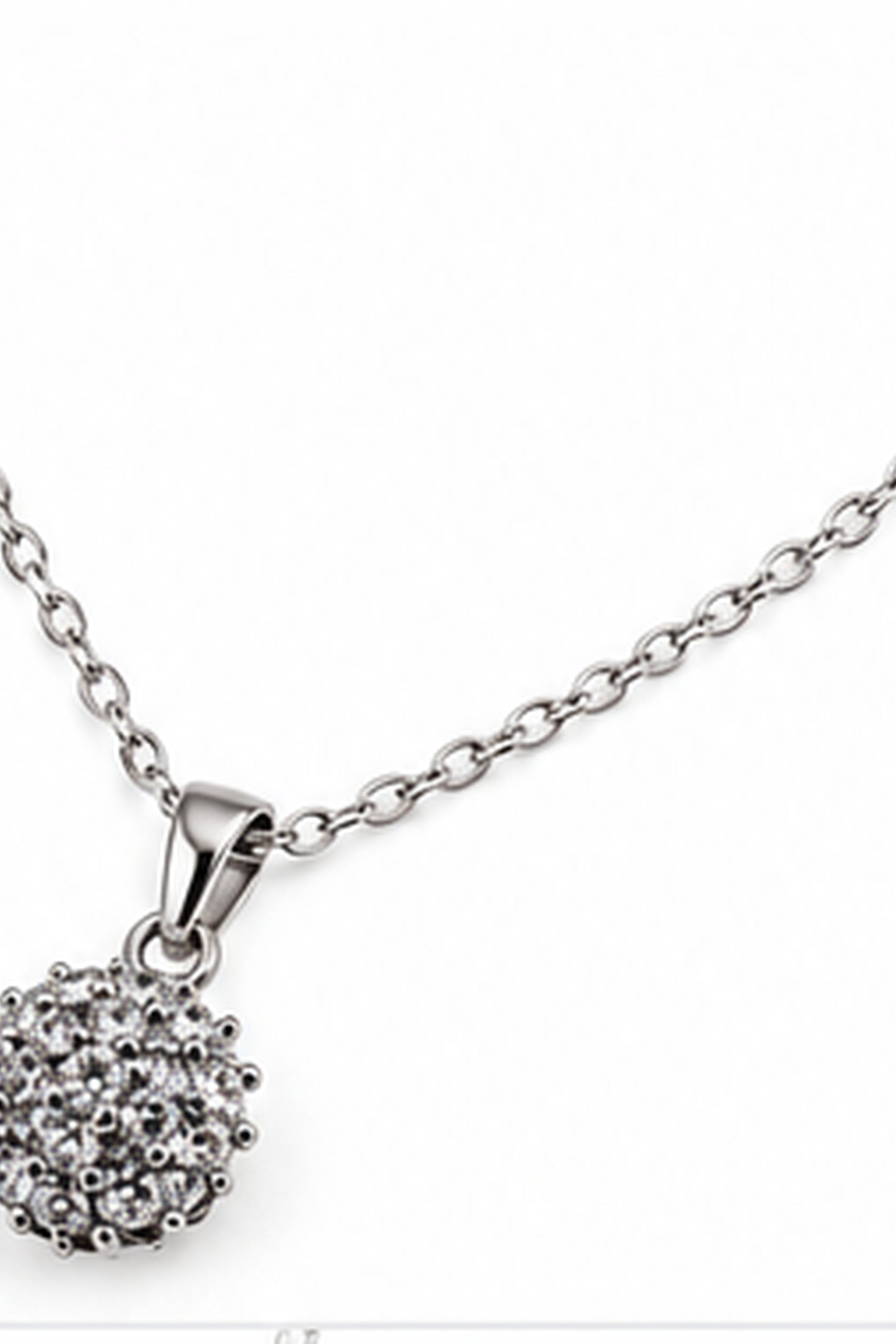 Women's Crystal Cluster Stud Earrings &amp; Pendant Necklace Set – Silver
