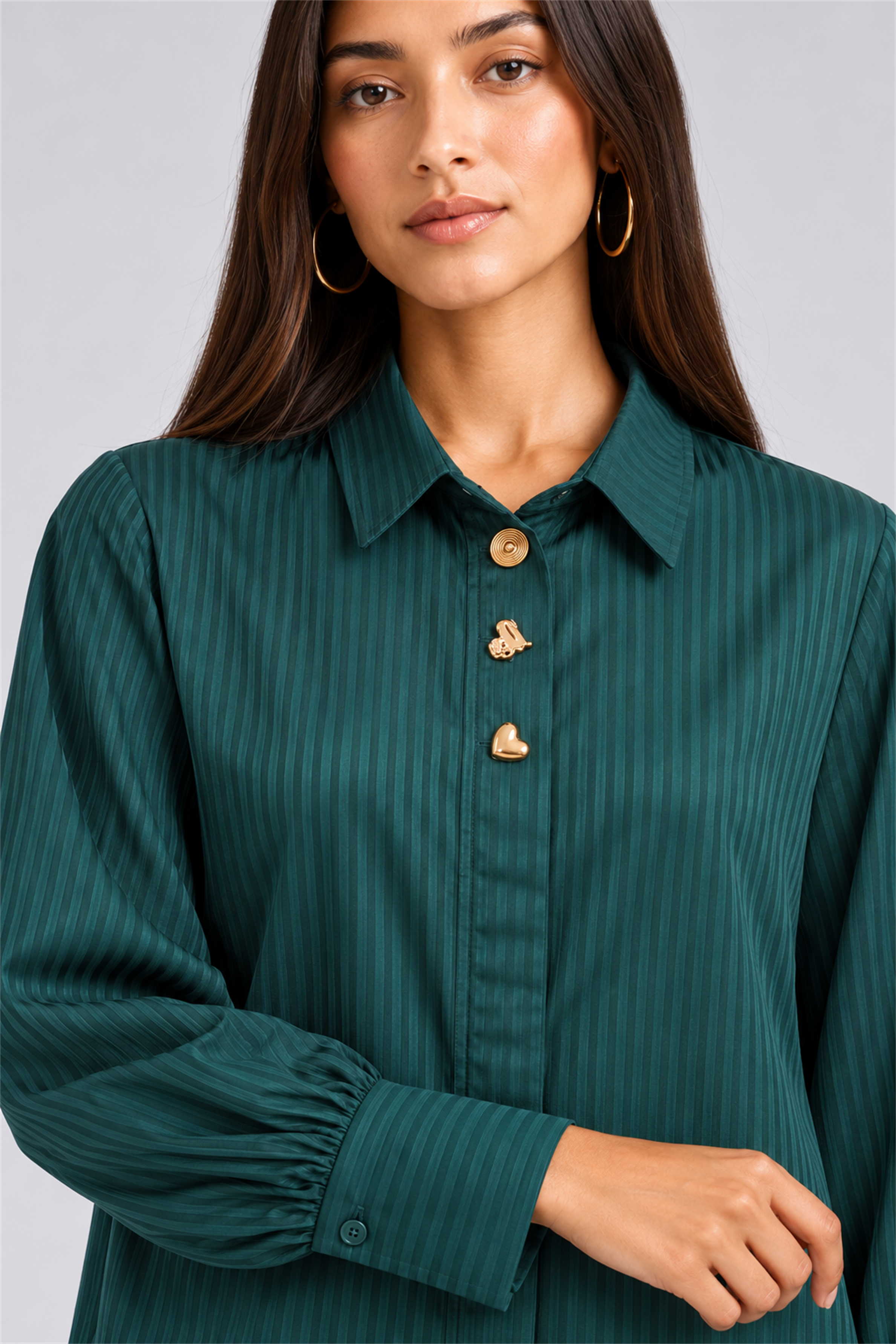 HADA Women's Casual Kurta Top - Dark Green