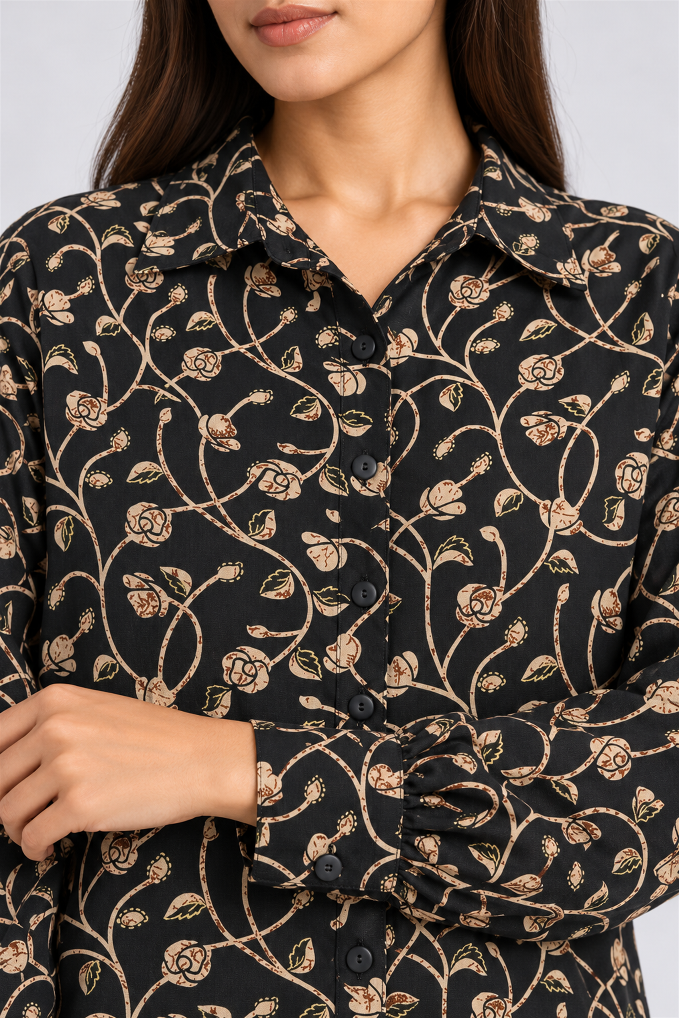HADA Women's Casual Kurta Top - Black