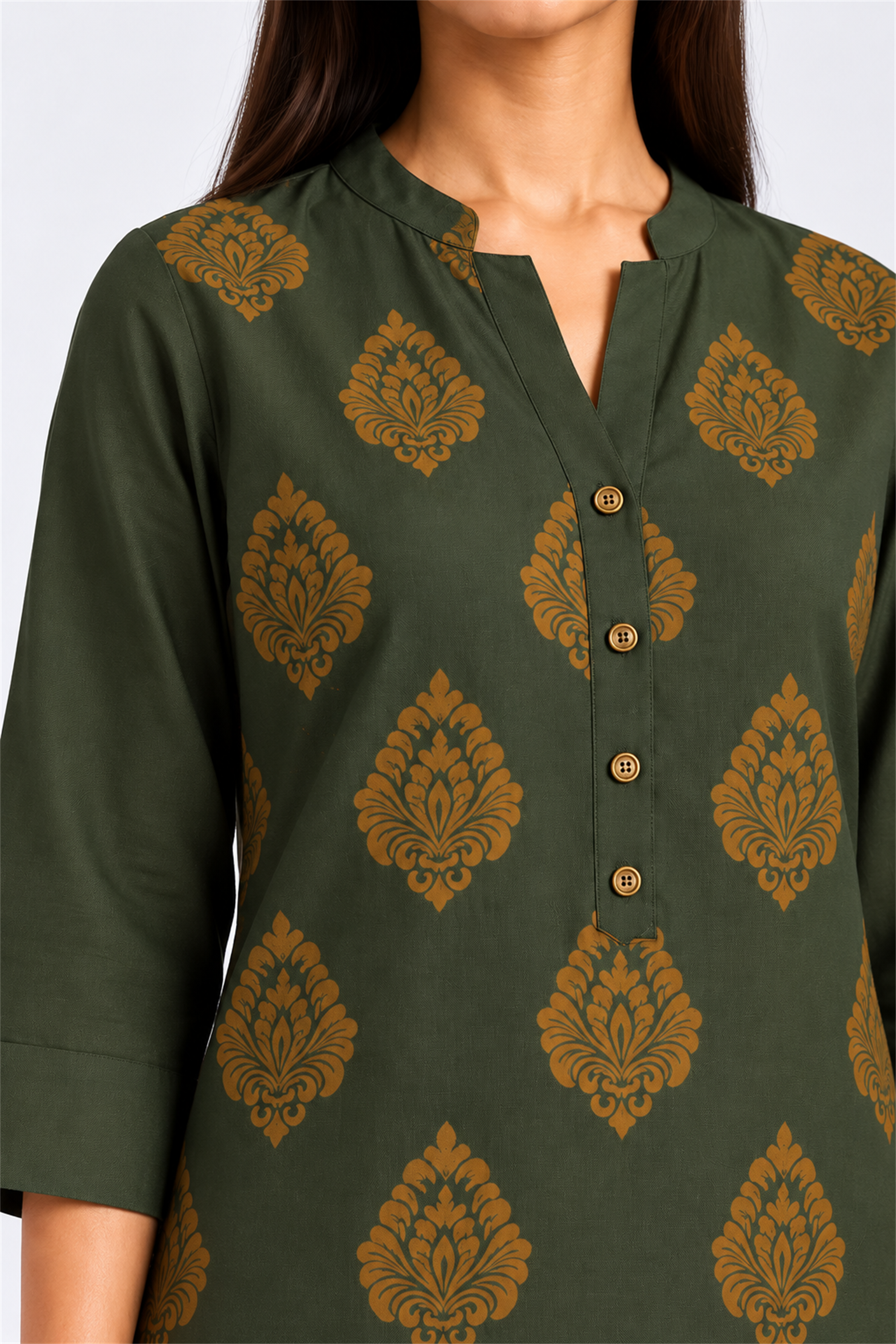 HADA Women's Casual Kurta - Olive