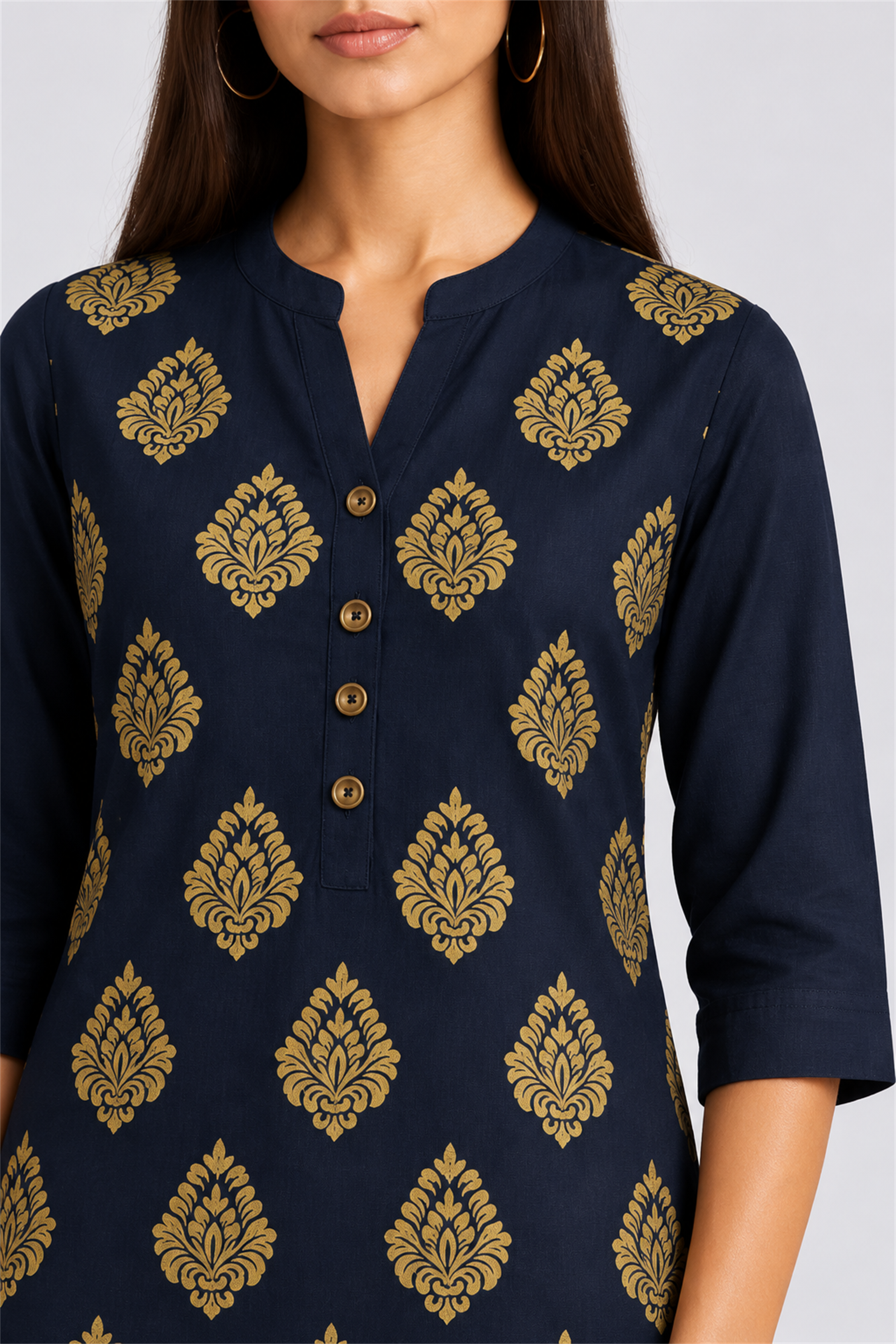 HADA Women's Casual Kurta - Navy