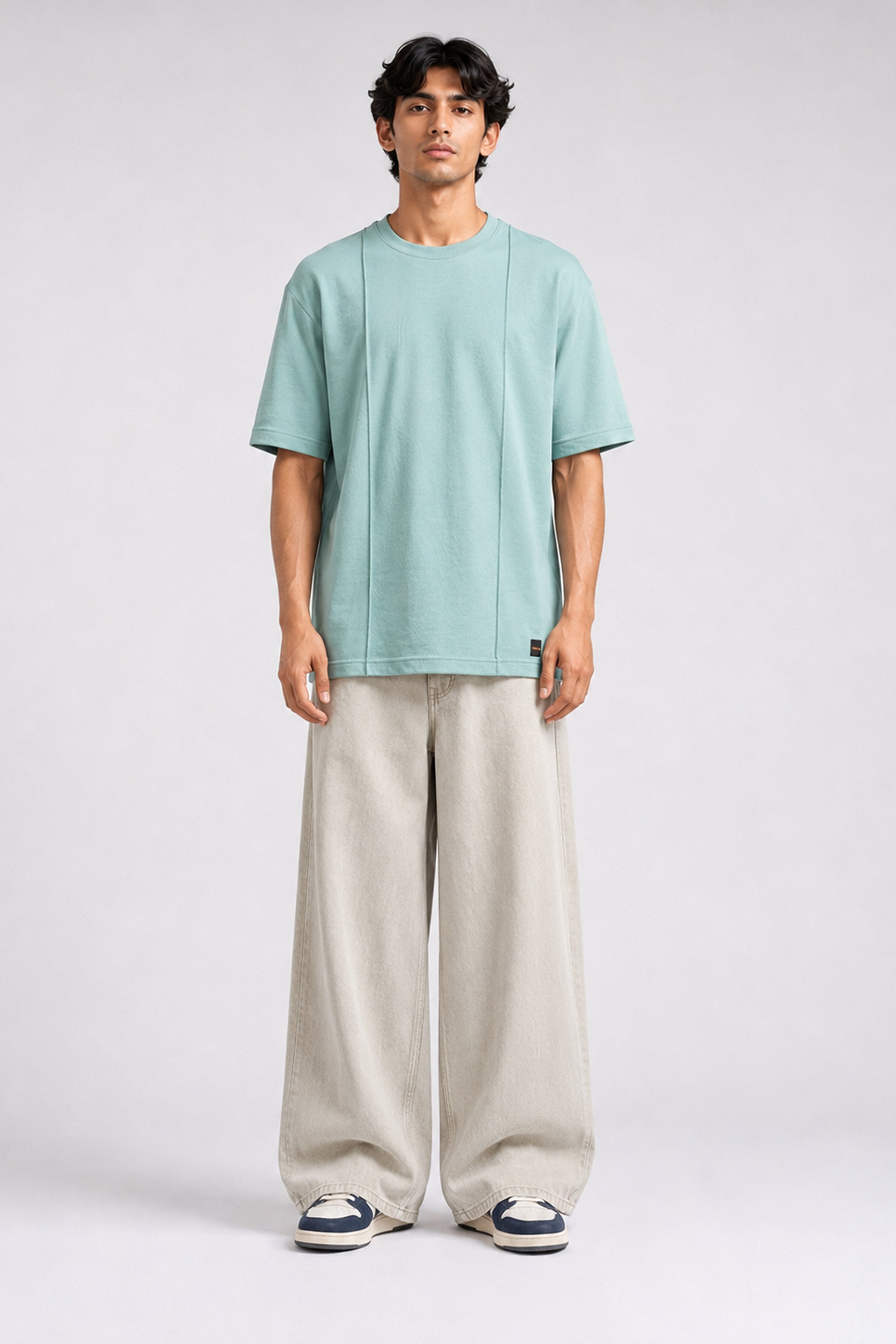 HUSTLE Essentials Men's Crew Neck Oversized Tees - Mint Green