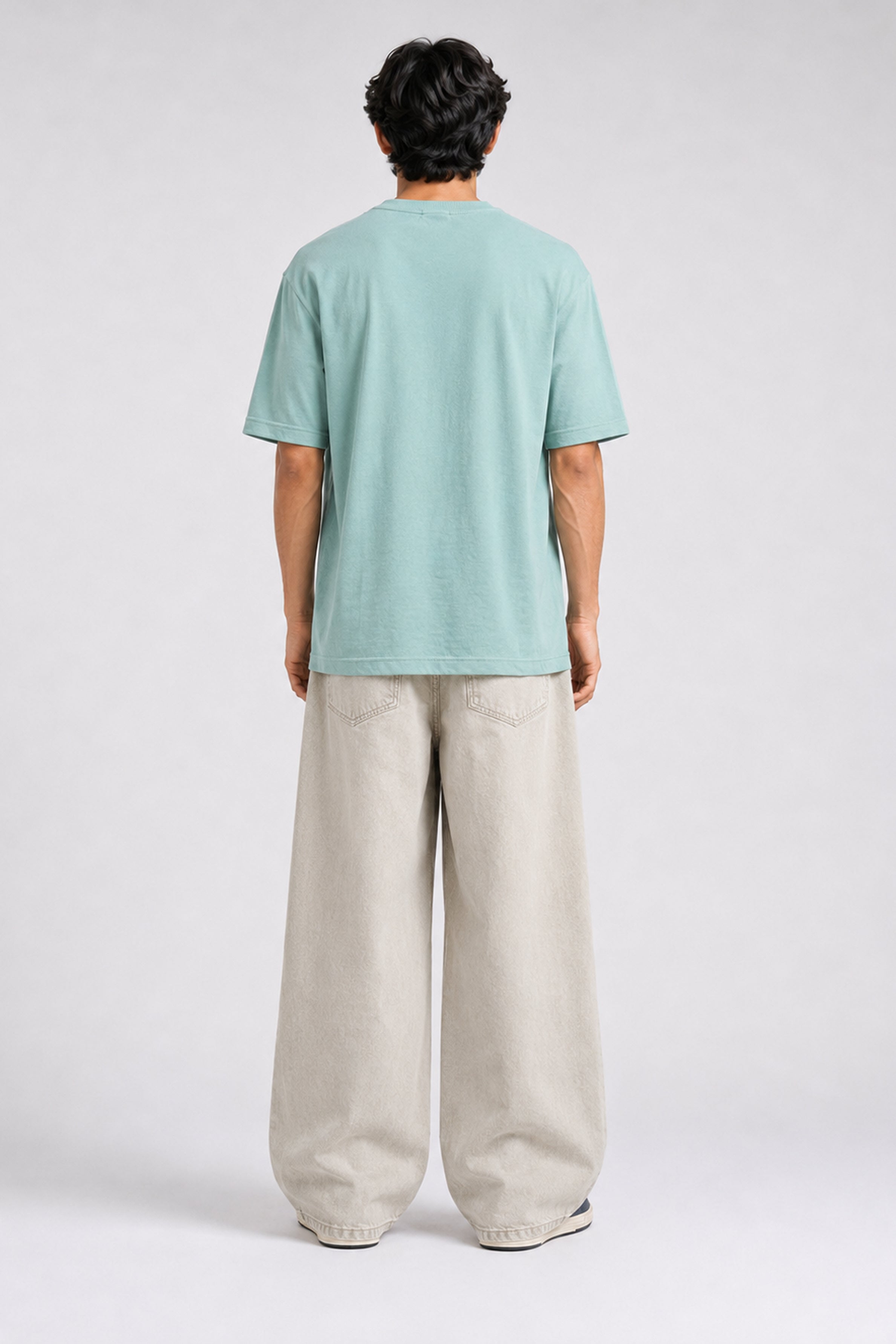 HUSTLE Essentials Men's Crew Neck Oversized Tees - Mint Green