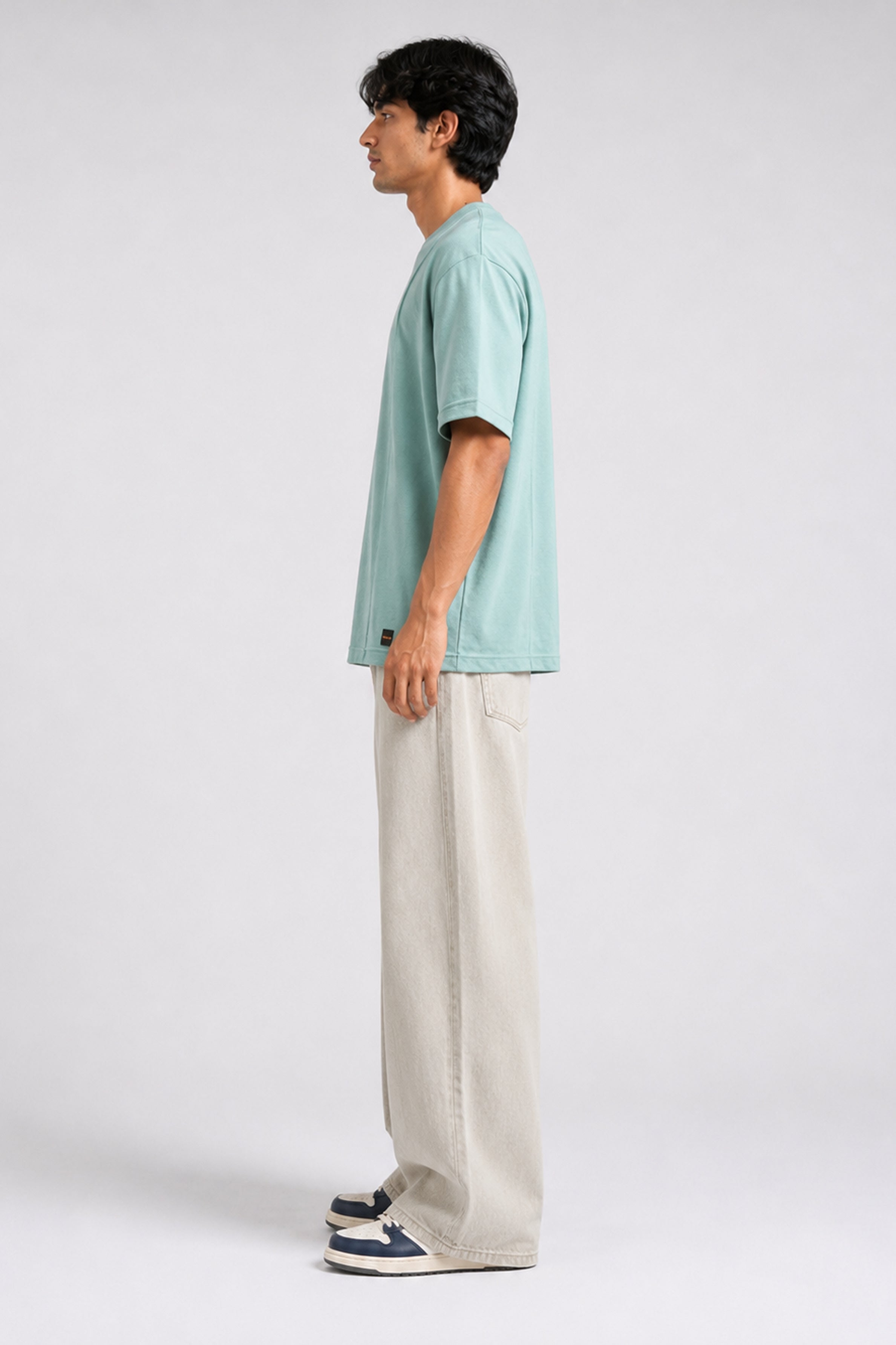 HUSTLE Essentials Men's Crew Neck Oversized Tees - Mint Green