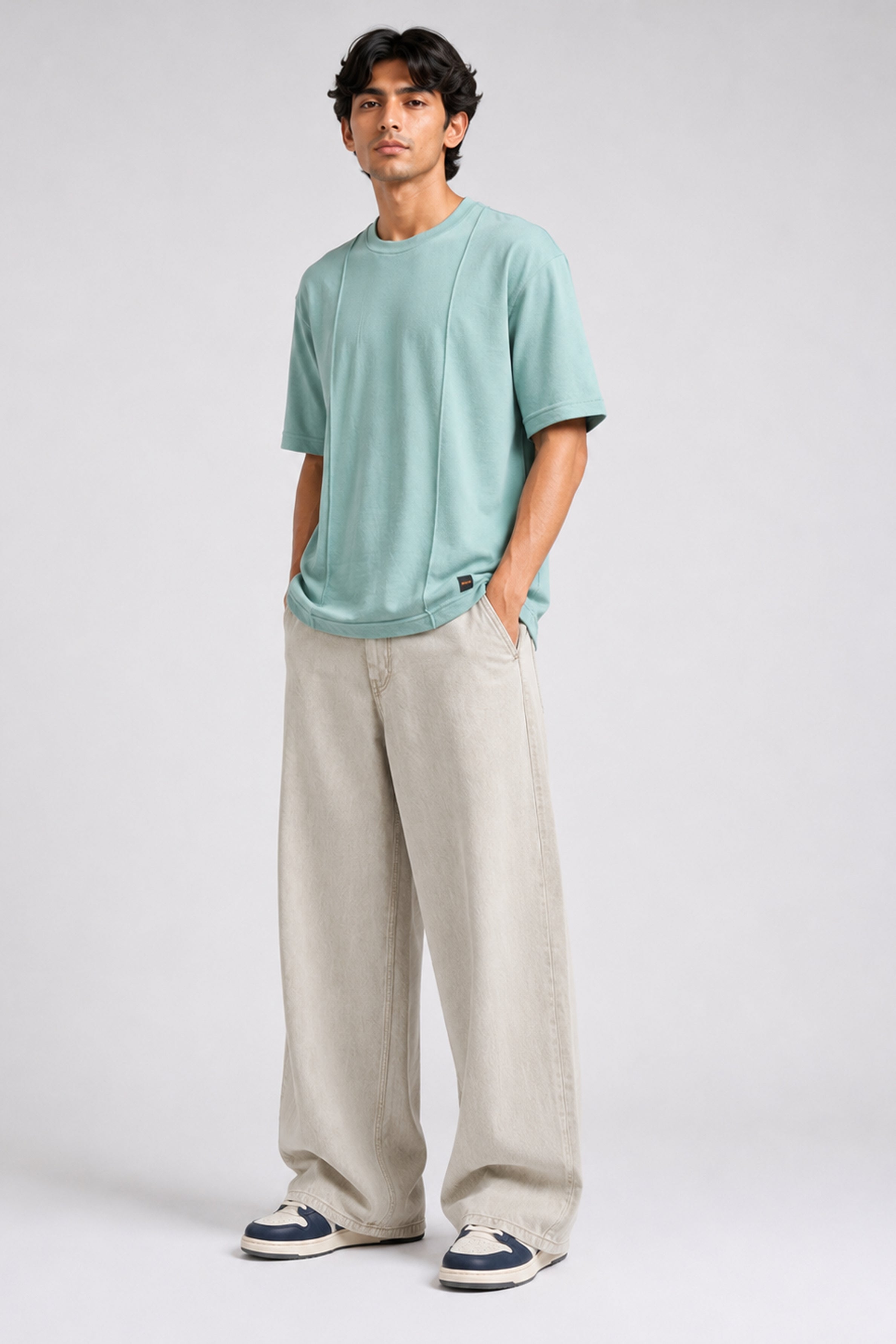 HUSTLE Essentials Men's Crew Neck Oversized Tees - Mint Green