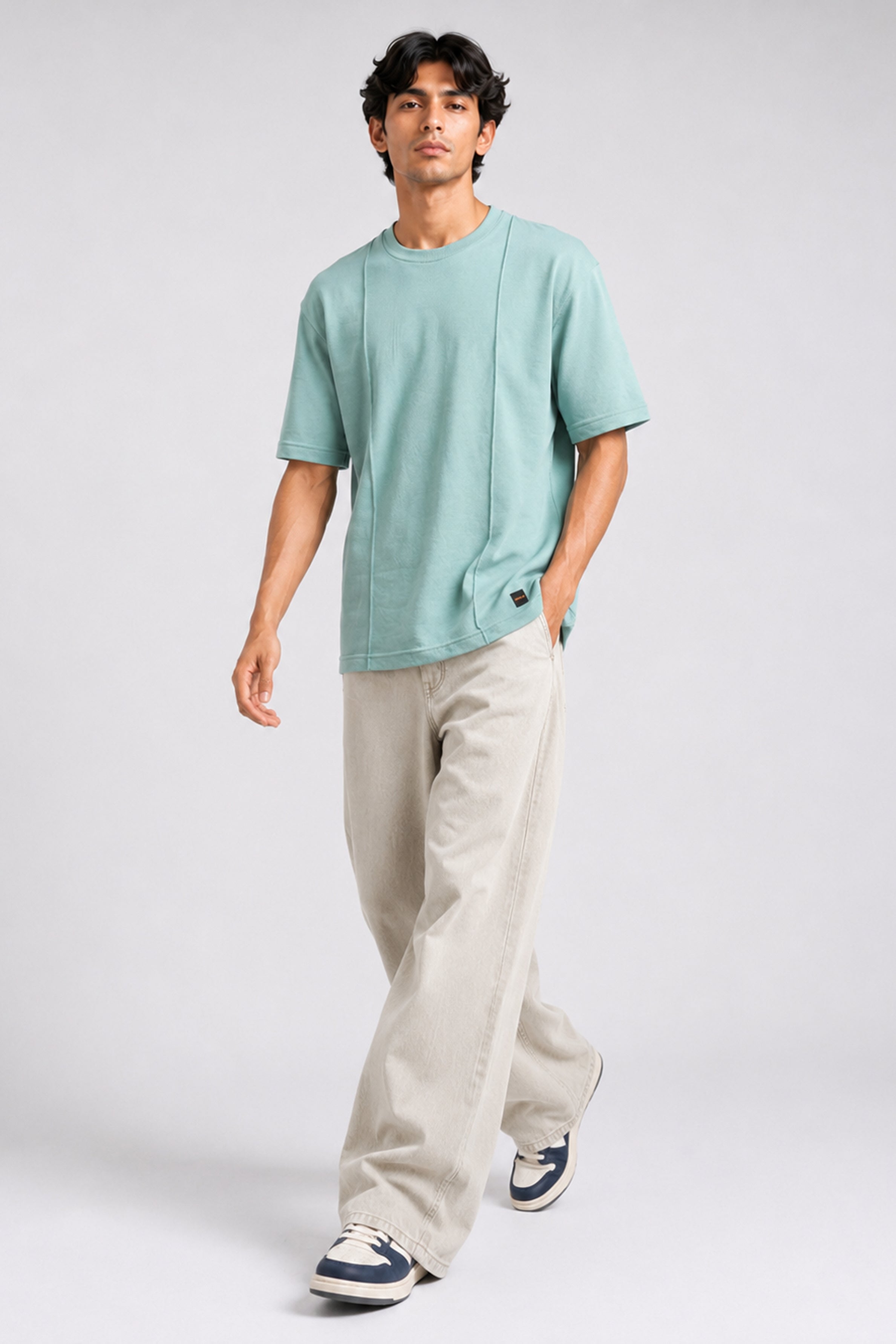 HUSTLE Essentials Men's Crew Neck Oversized Tees - Mint Green
