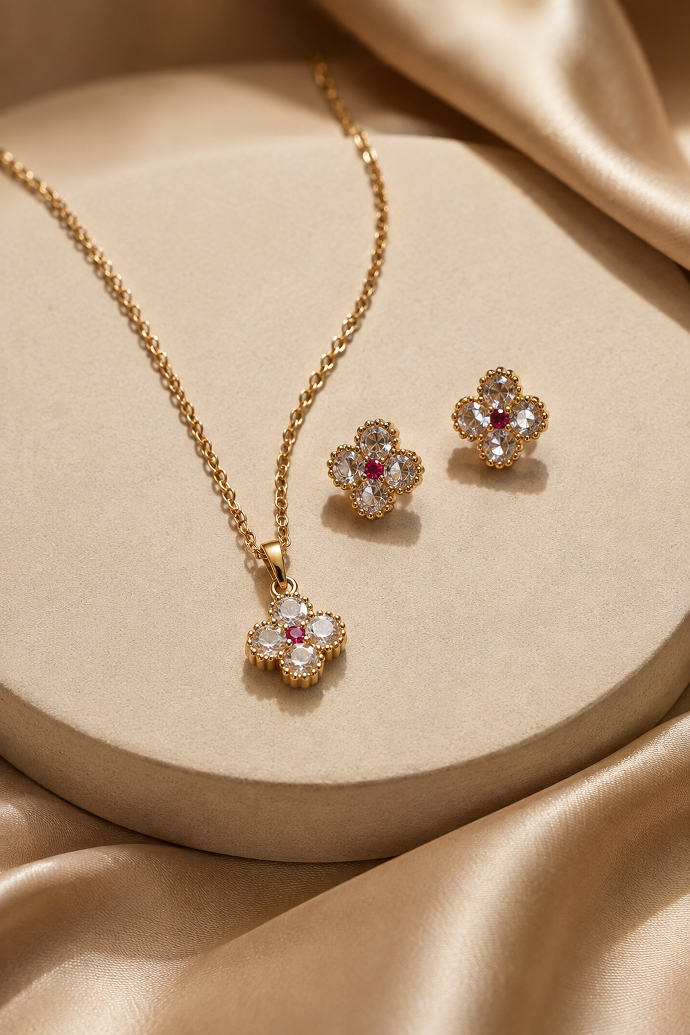 Women’s Elegant Jewellery Set – Chain with Pendant & Earrings