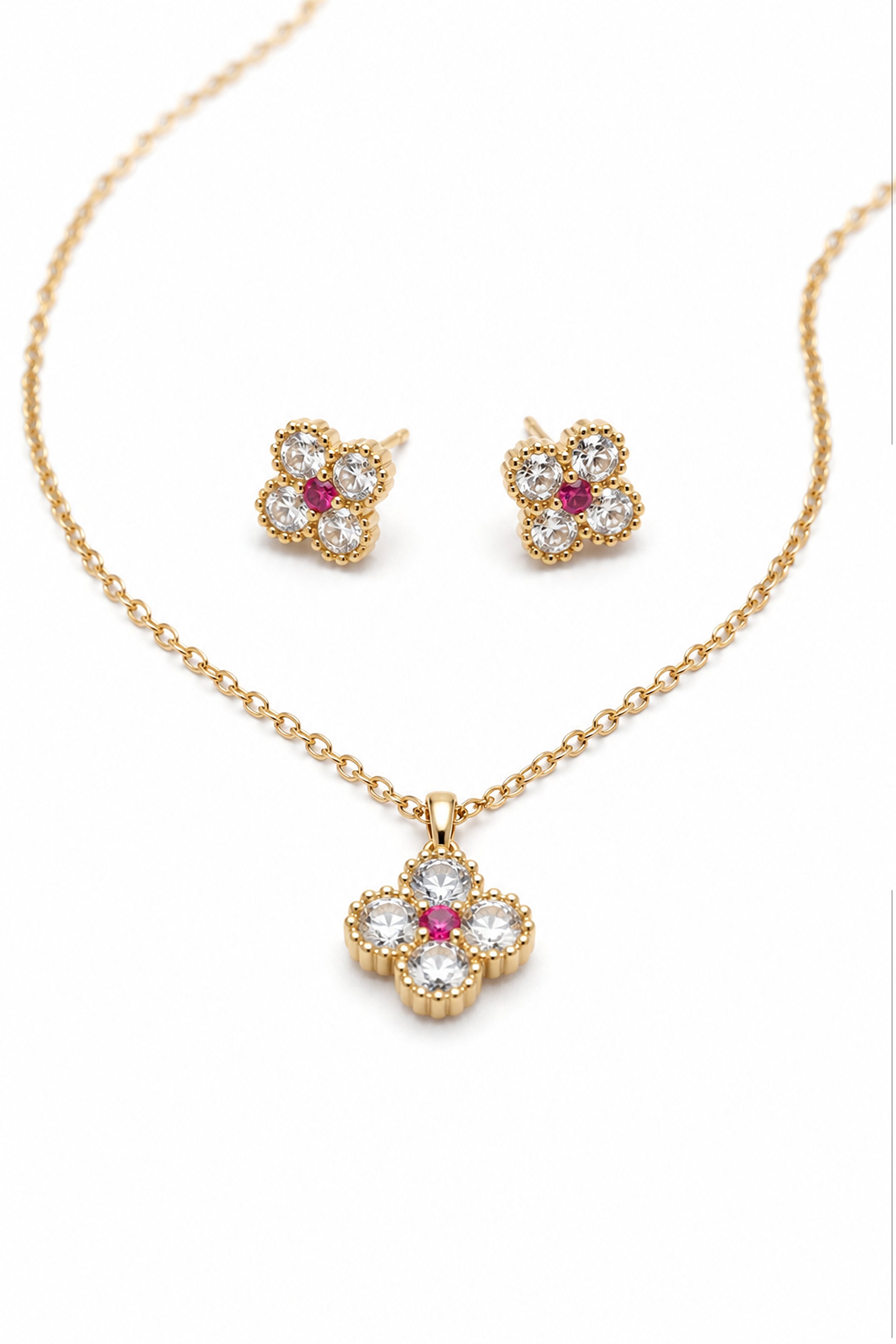 Women’s Elegant Jewellery Set – Chain with Pendant & Earrings