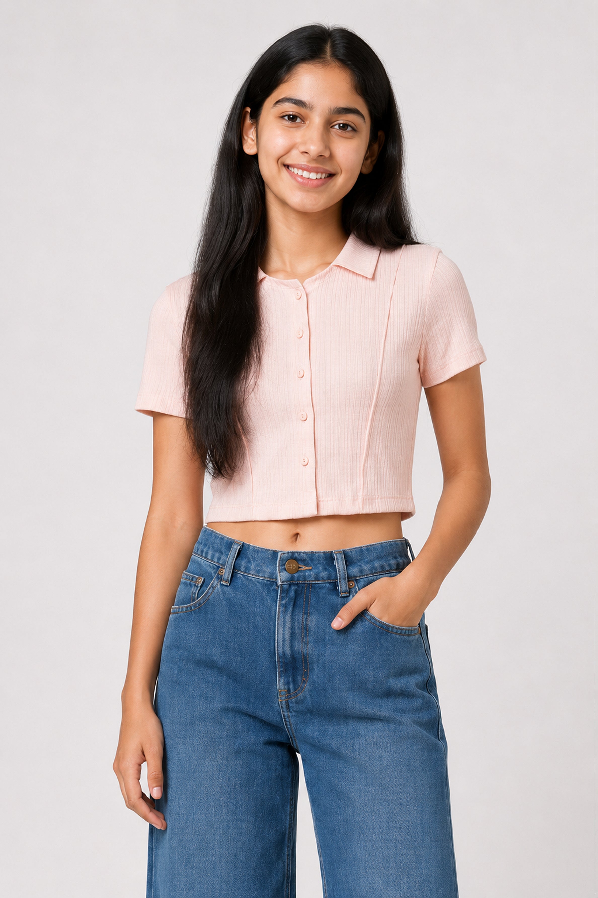 MISS MODANO Kids' Light Pink Polo T-Shirt