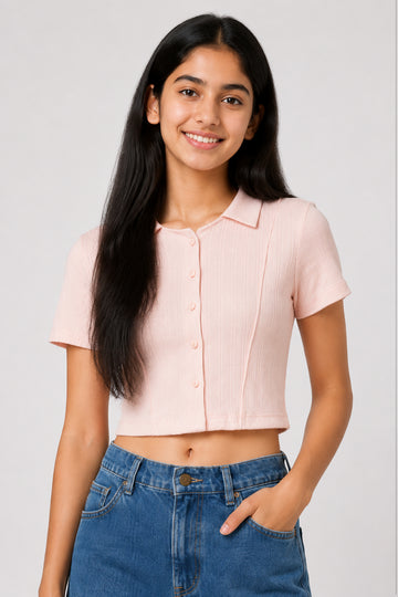 MISS MODANO Kid's Polo Tees  - Light Pink