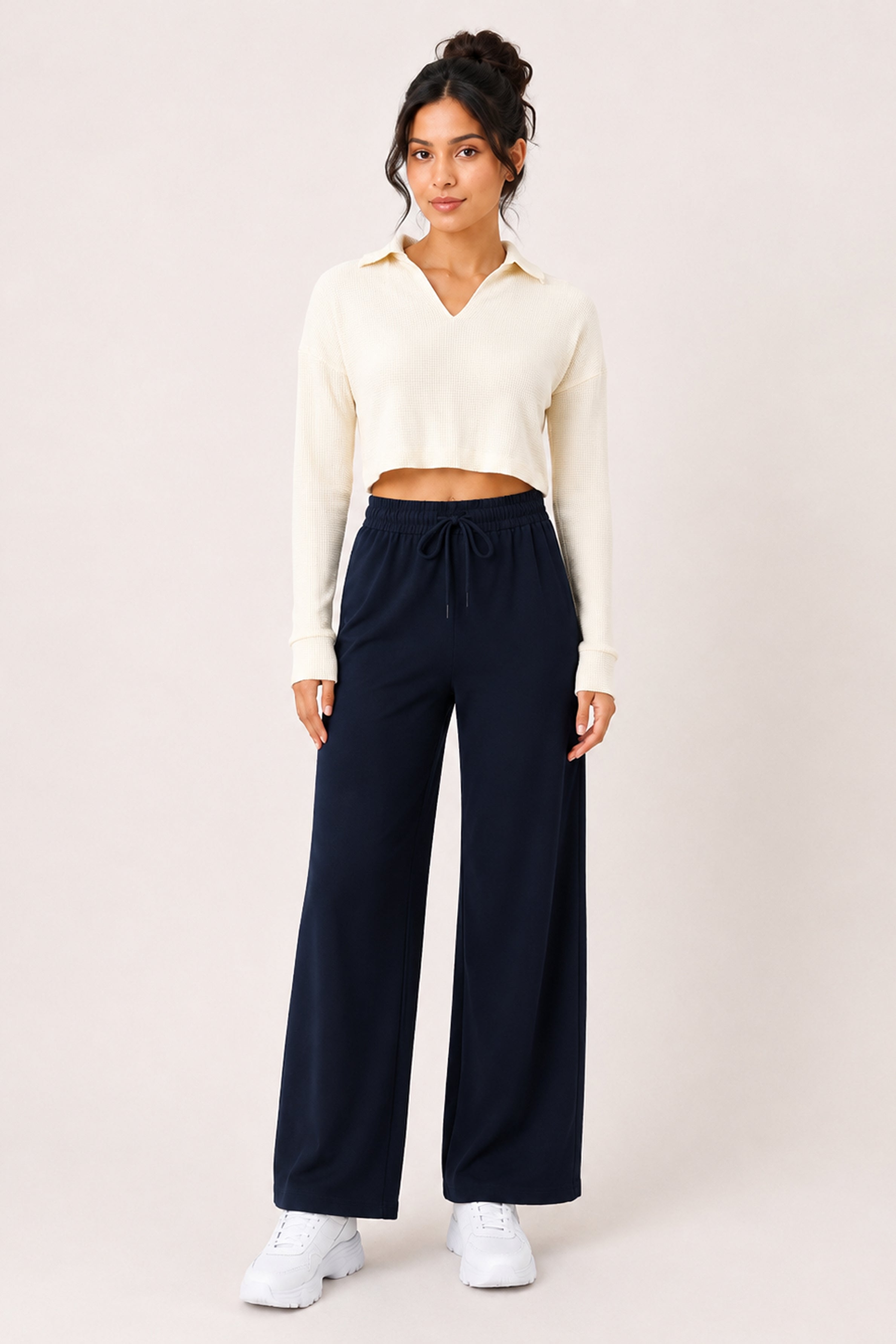 MODANO Casual POLO Neck Tees - Cream