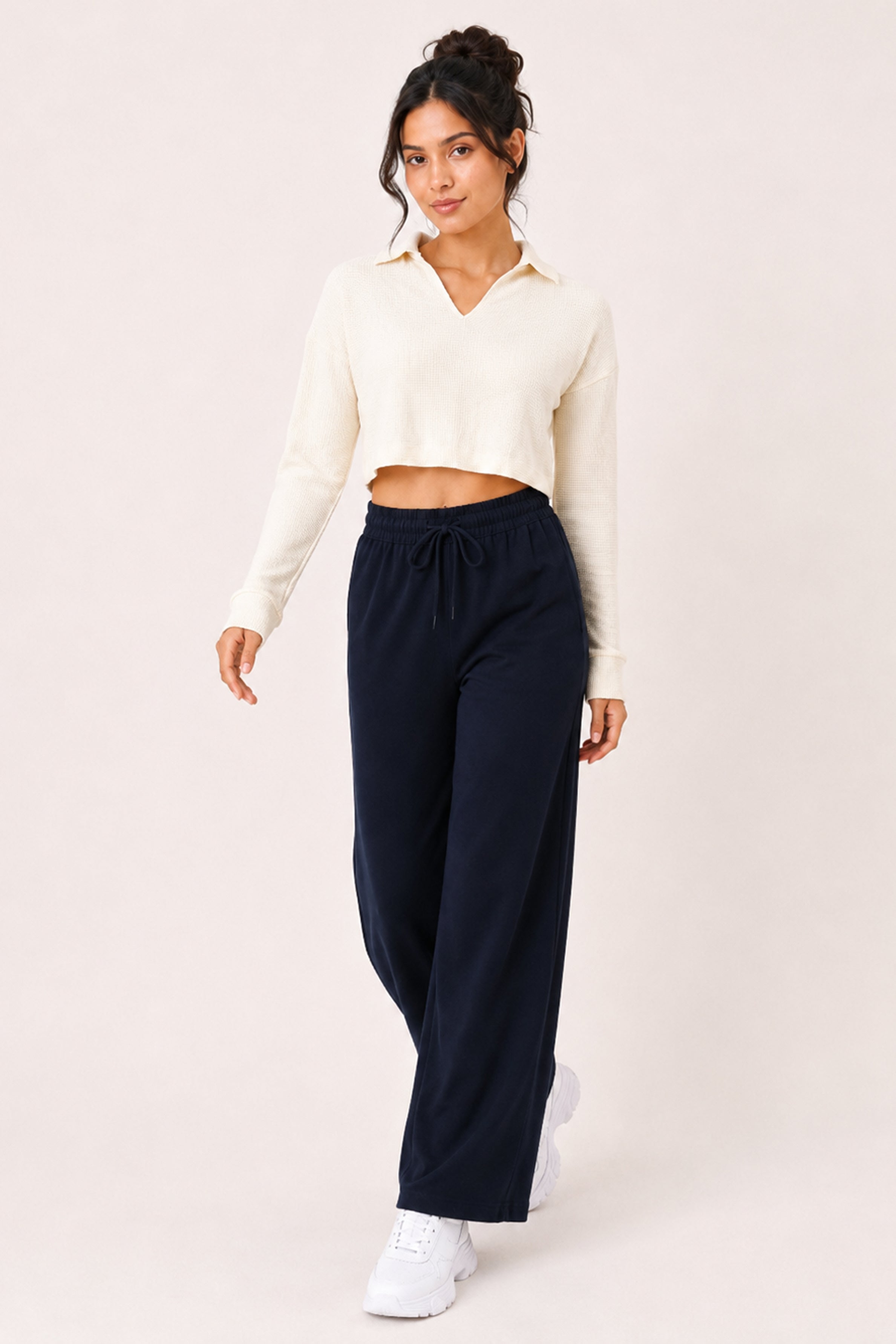 MODANO Casual POLO Neck Tees - Cream